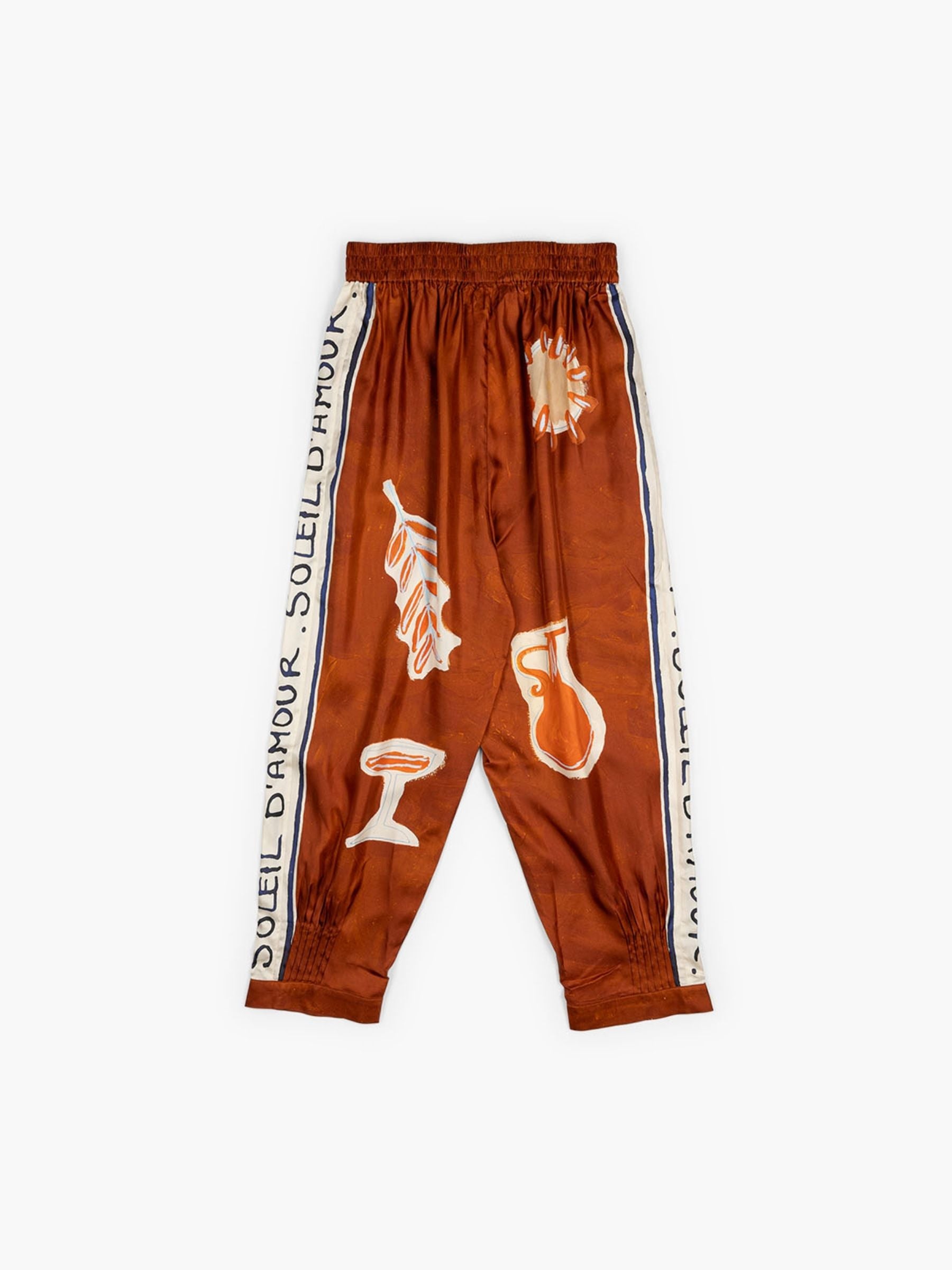 Alemais x LRNCE Soleil D'Amour Silk Tapered Pants Rust