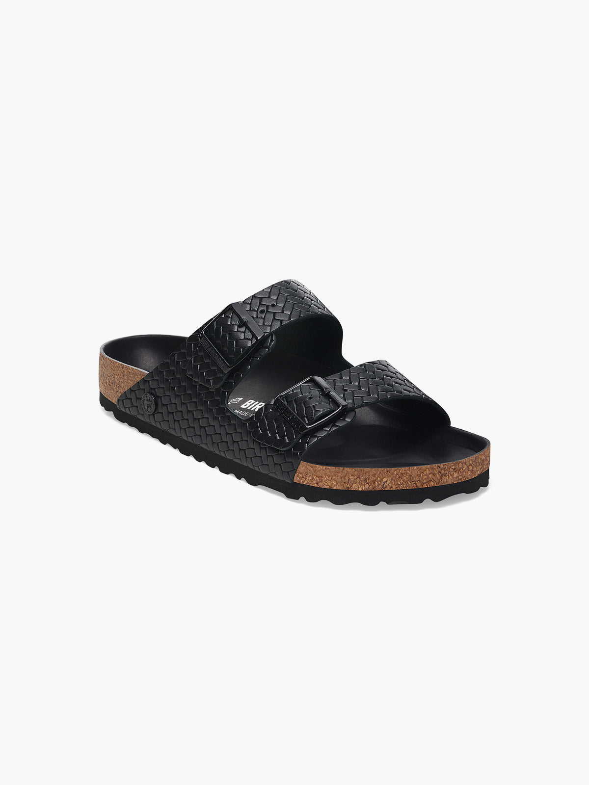Birkenstock Arizona Natural Leather Woven Embossed Black