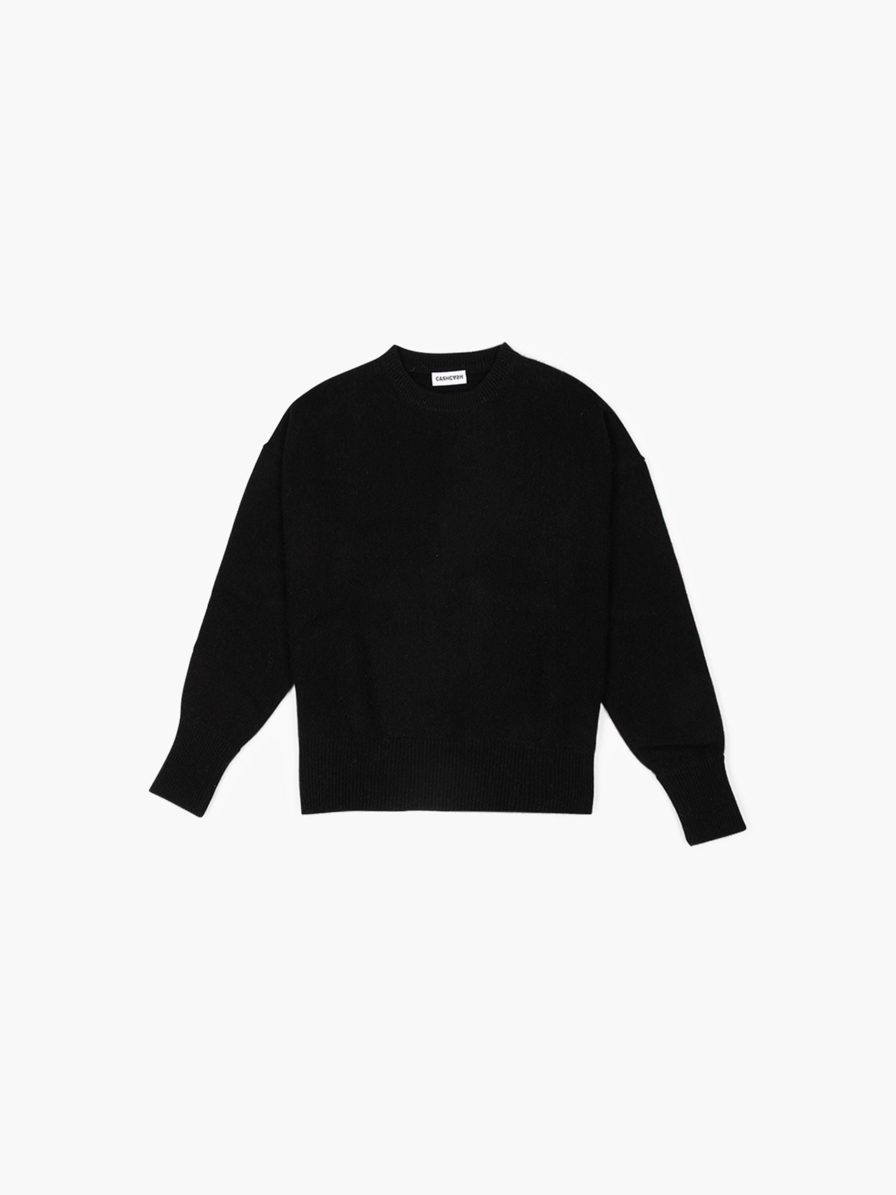 Cashcash Cropped Cashmere Crewneck Pullover Black