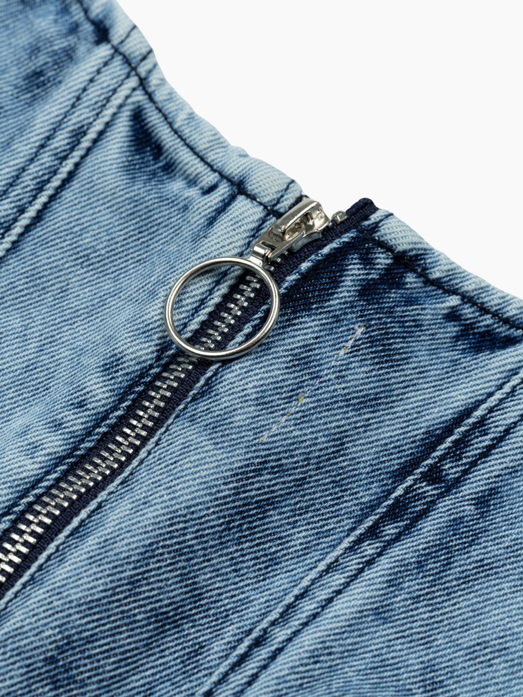 Marques Almeida Acid Wash Denim Pleated Top Blue
