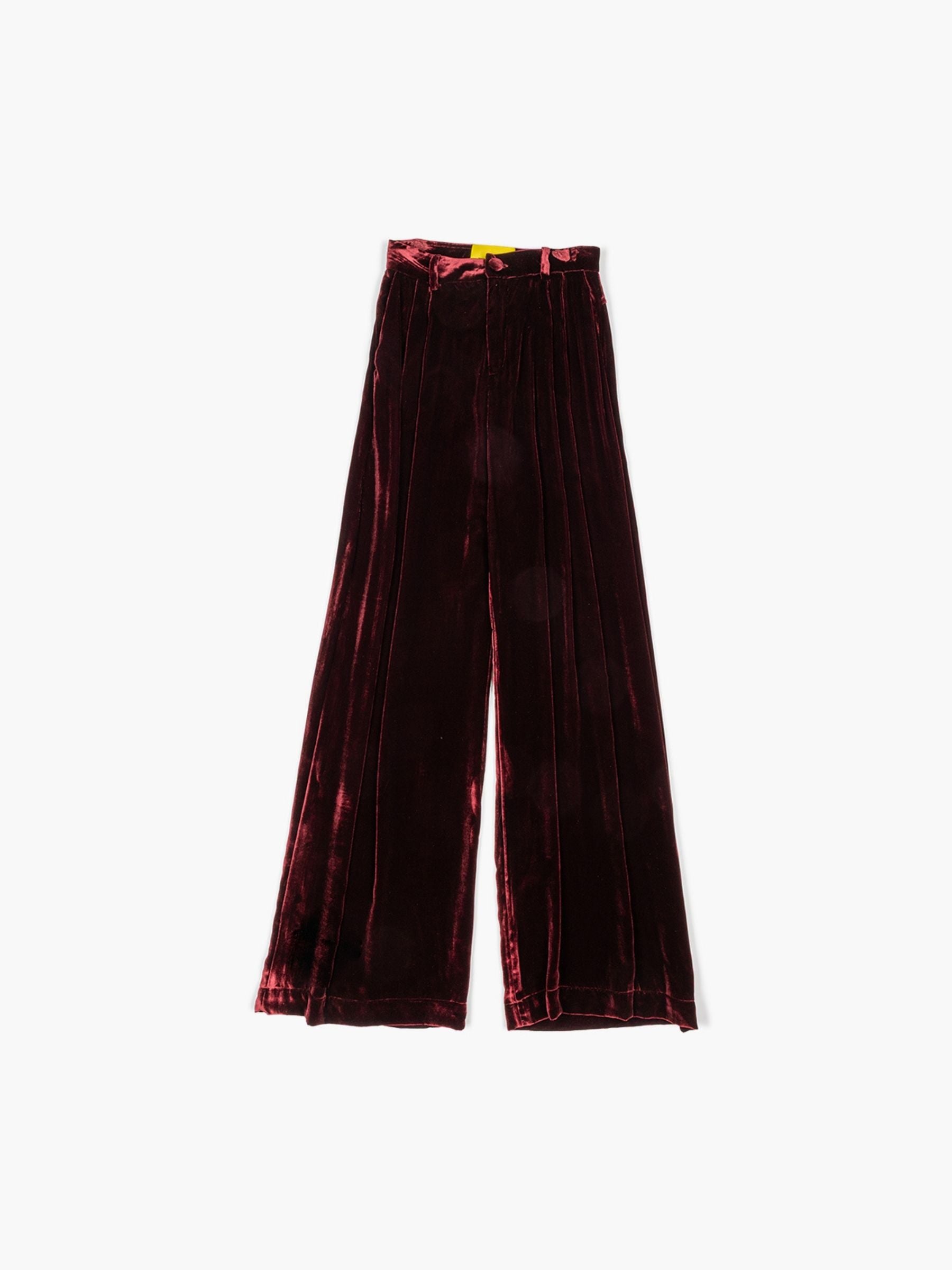Marques Almeida Velvet Pleated Trousers Burgundy