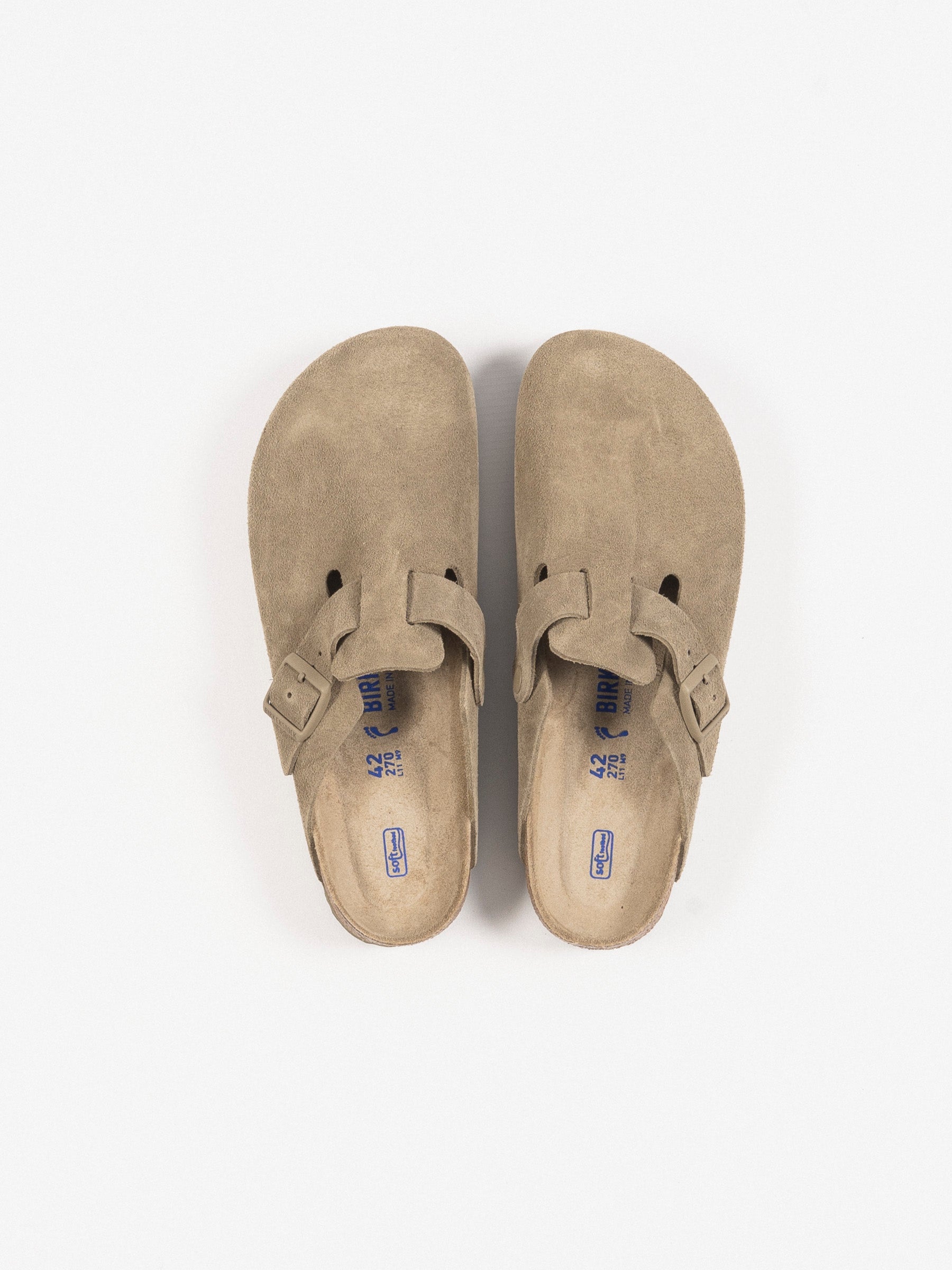 Birkenstock Boston Soft Footbed Suede Leather Faded Khaki