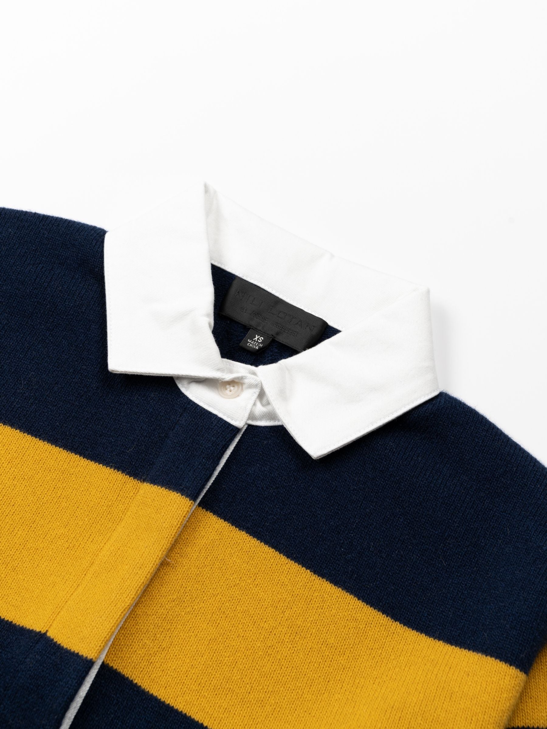 Nili Lotan Rashida Rugby Sweater Navy Amber Stripe