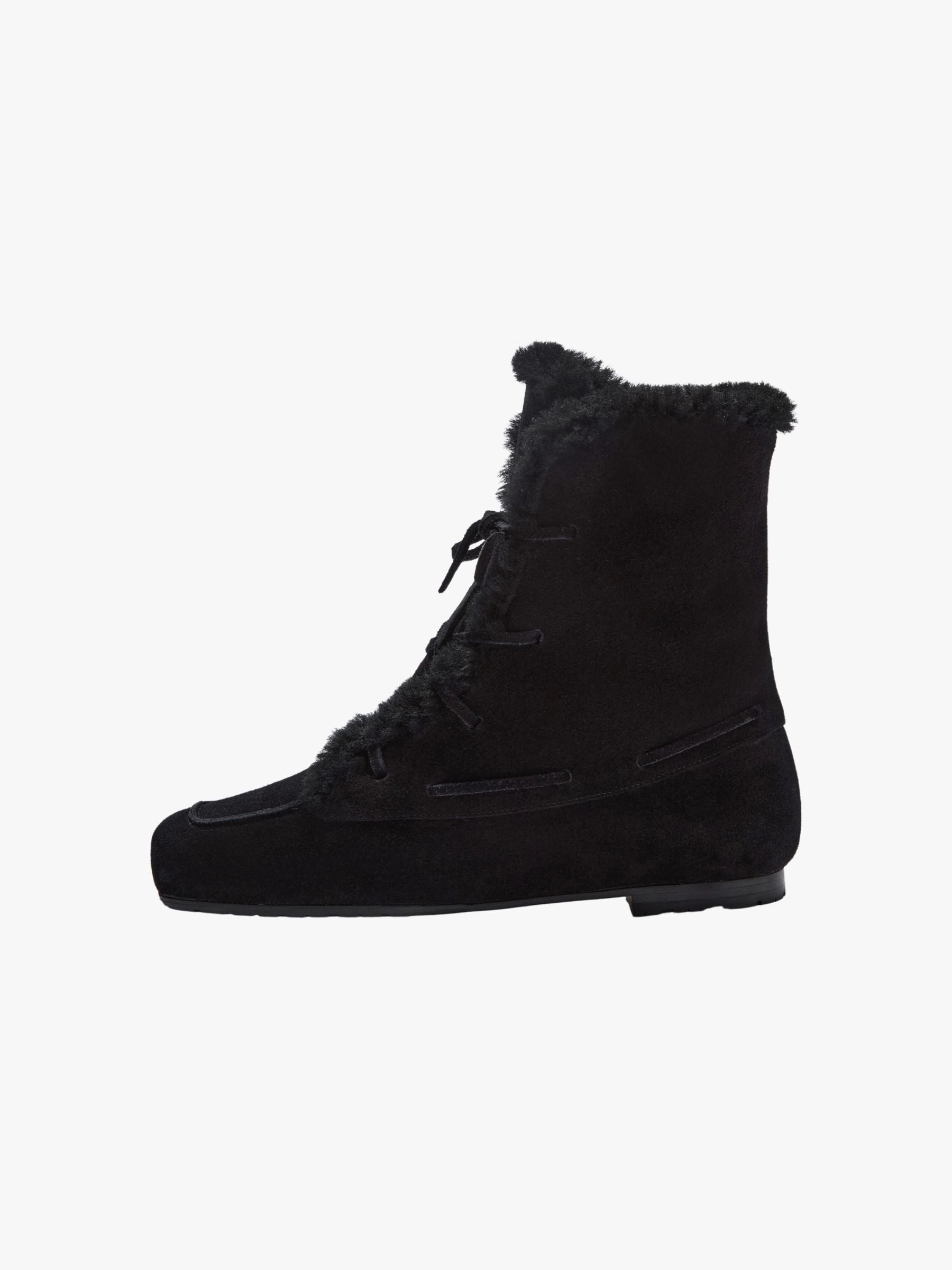 Aeyde Paul Cow Suede Shearling Leather Black