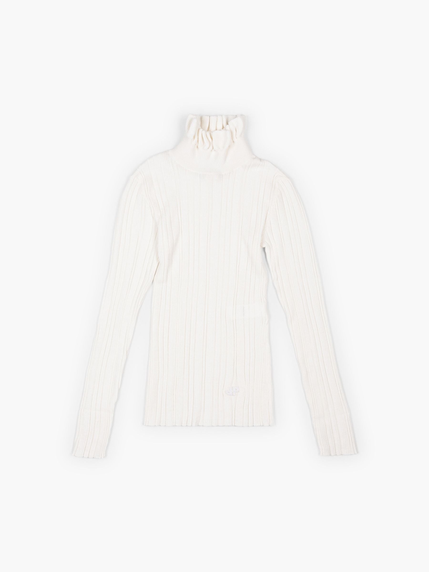 Patou Ruffle Rib Turtleneck White