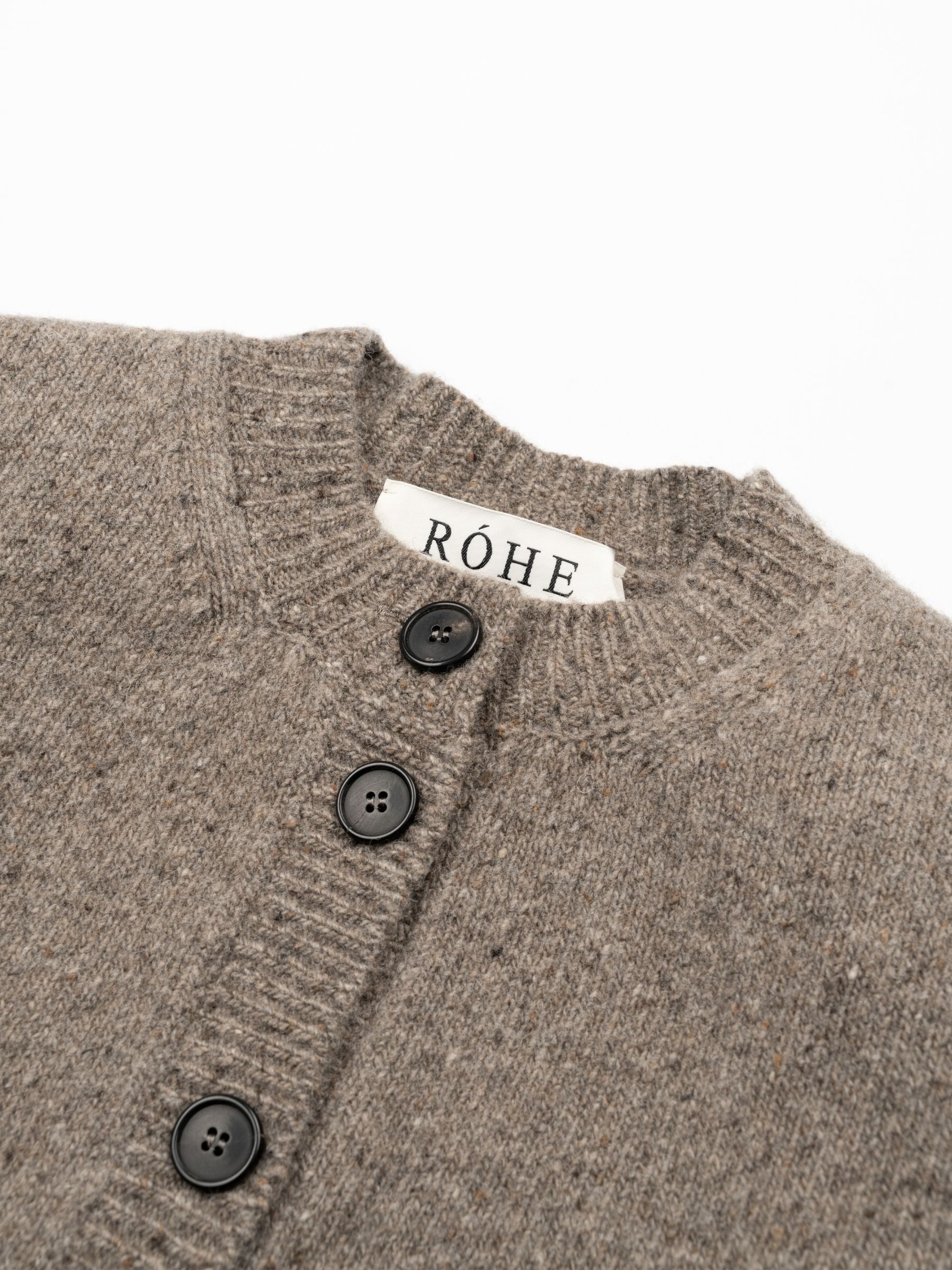 Rohe Statement Mouline Cardigan Dark Taupe Melange