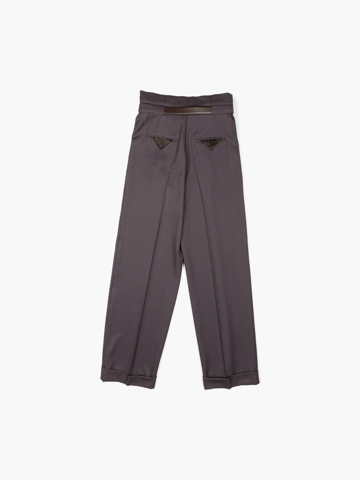 The Attico Belted Wool Pants Plum