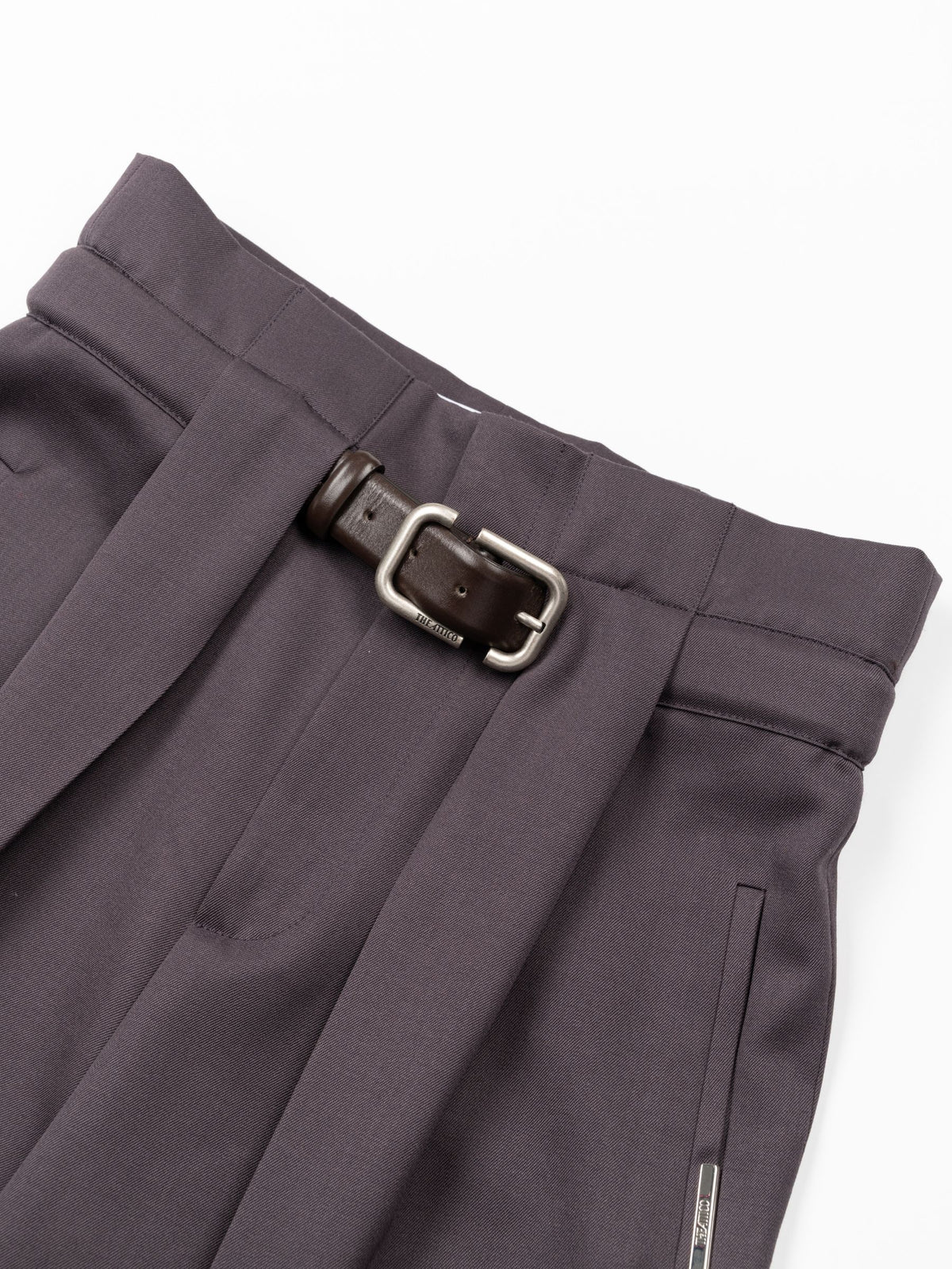 The Attico Belted Wool Pants Plum