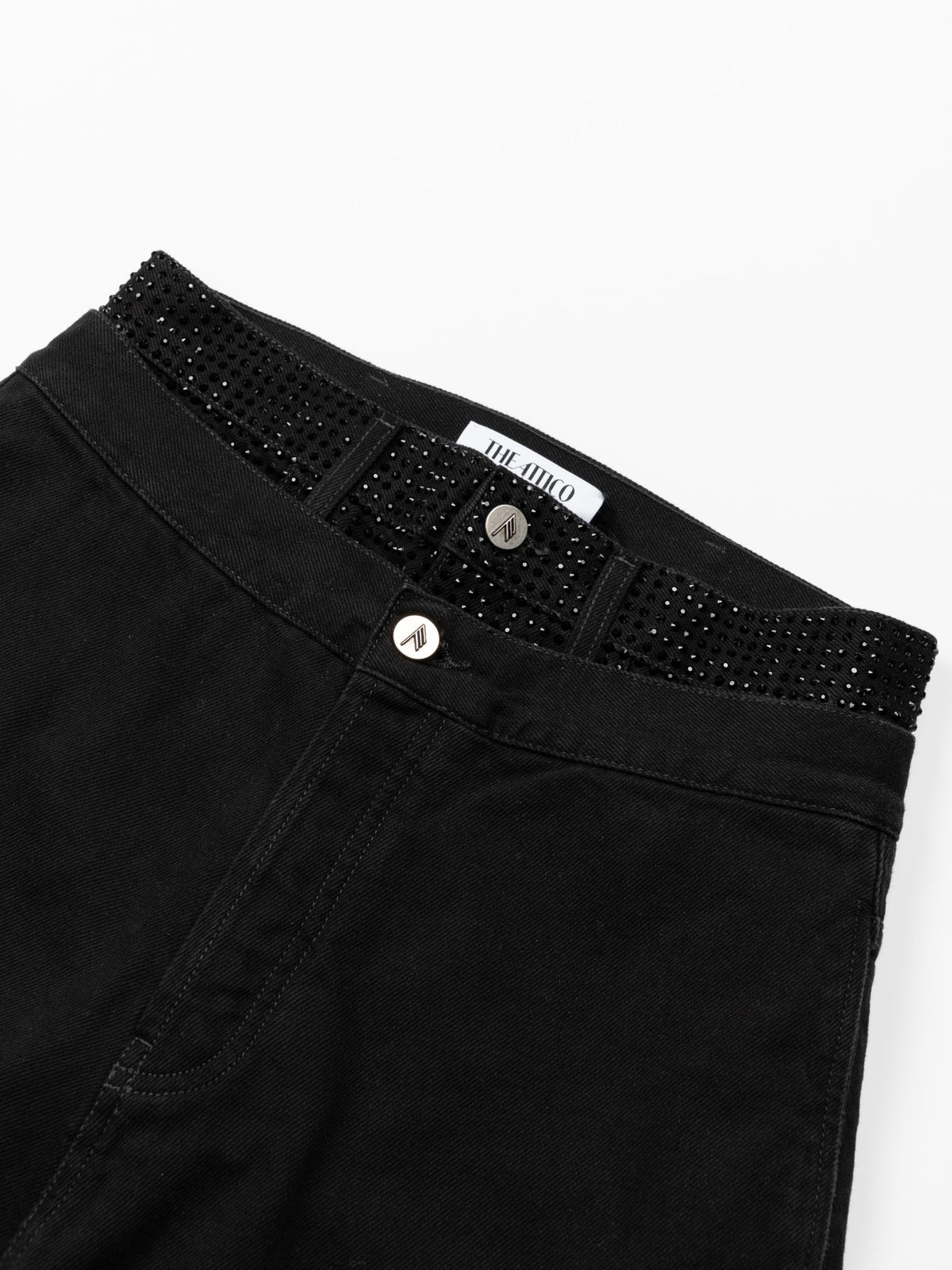 The Attico Crystal Studded Denim Jeans Black