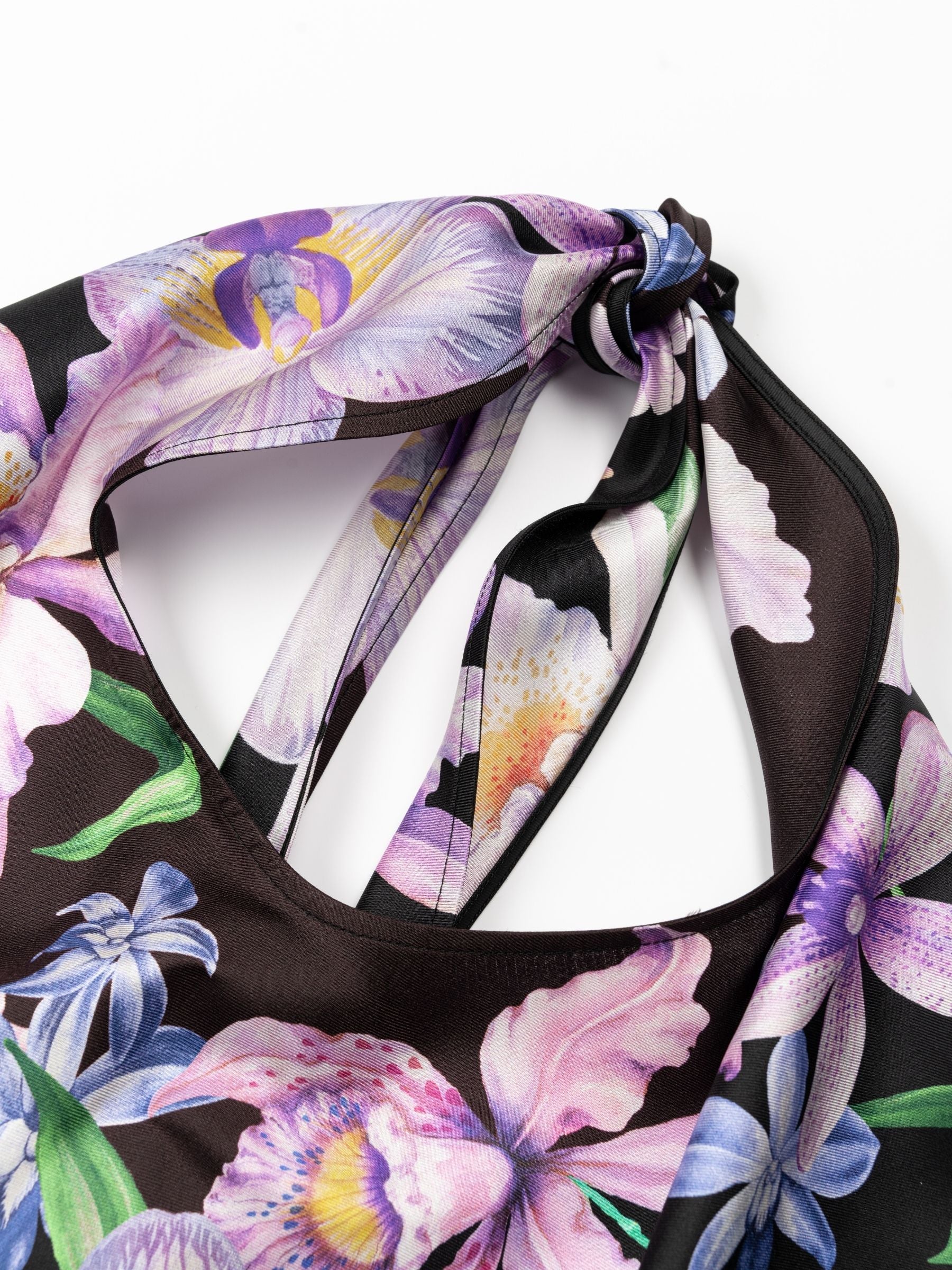 The Attico Flower printed silk twill Dress Multicolor