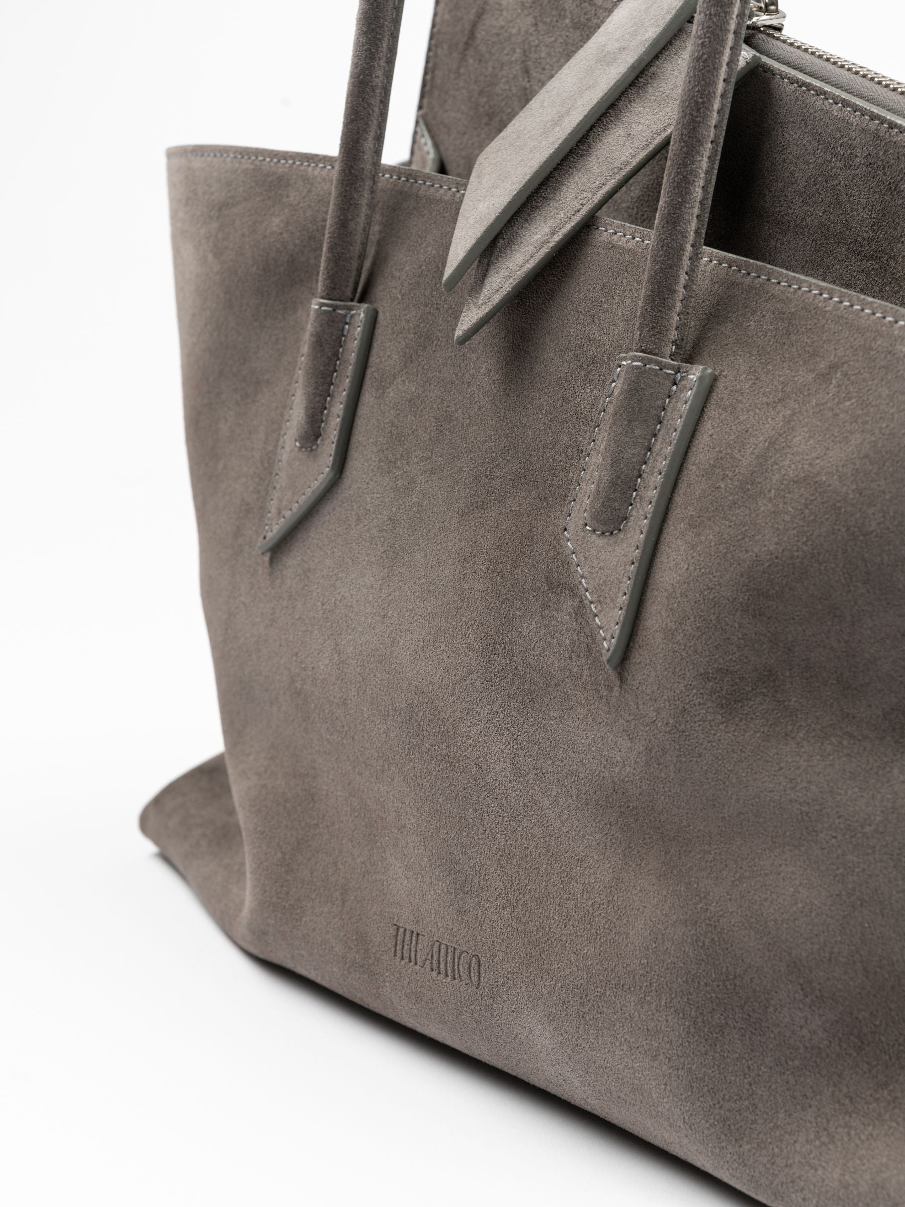 The Attico La Passeggiata Suede Brushed Medium Bag Grey