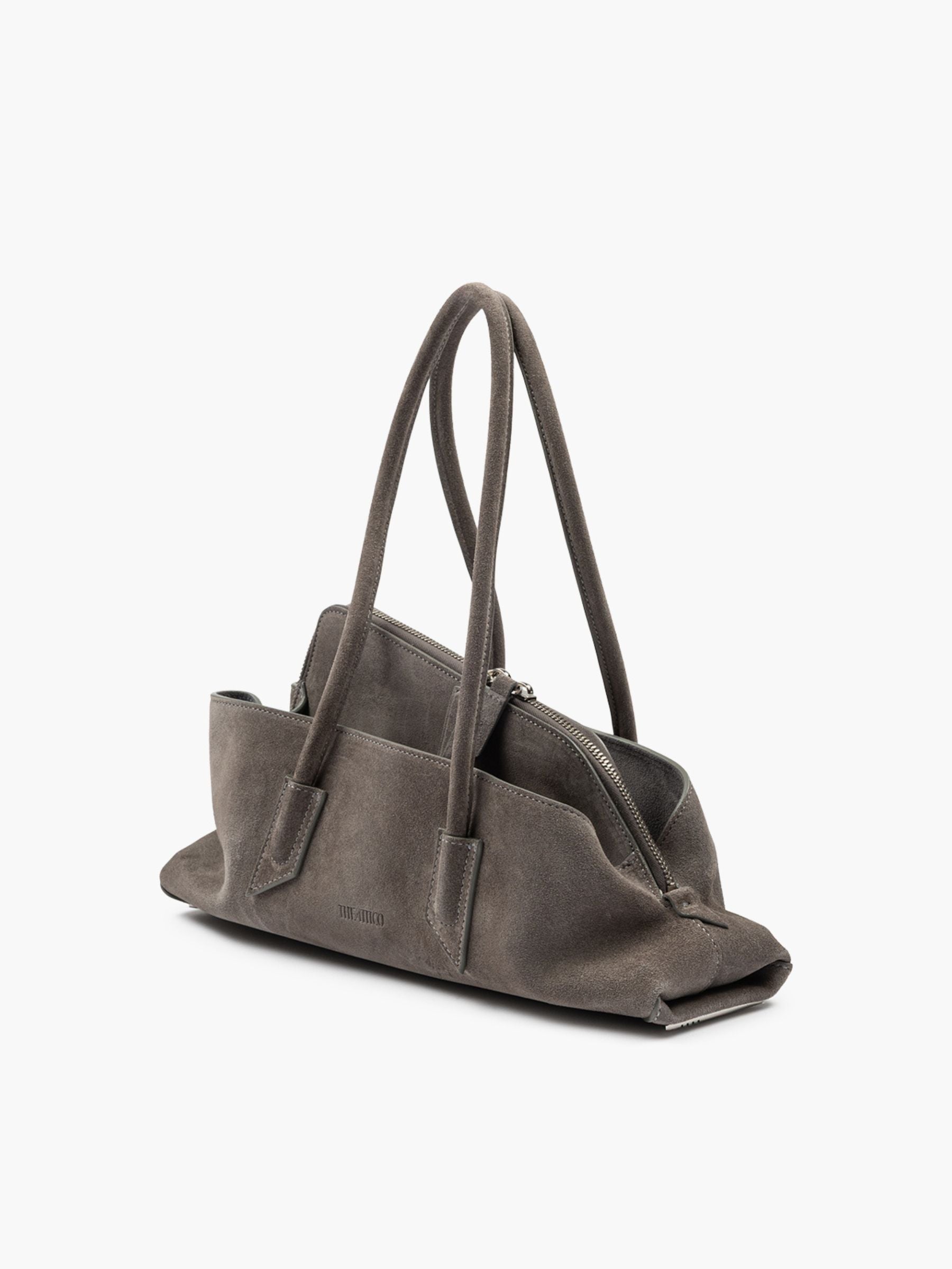 The Attico La Passeggiata Suede Brushed Small Bag Grey