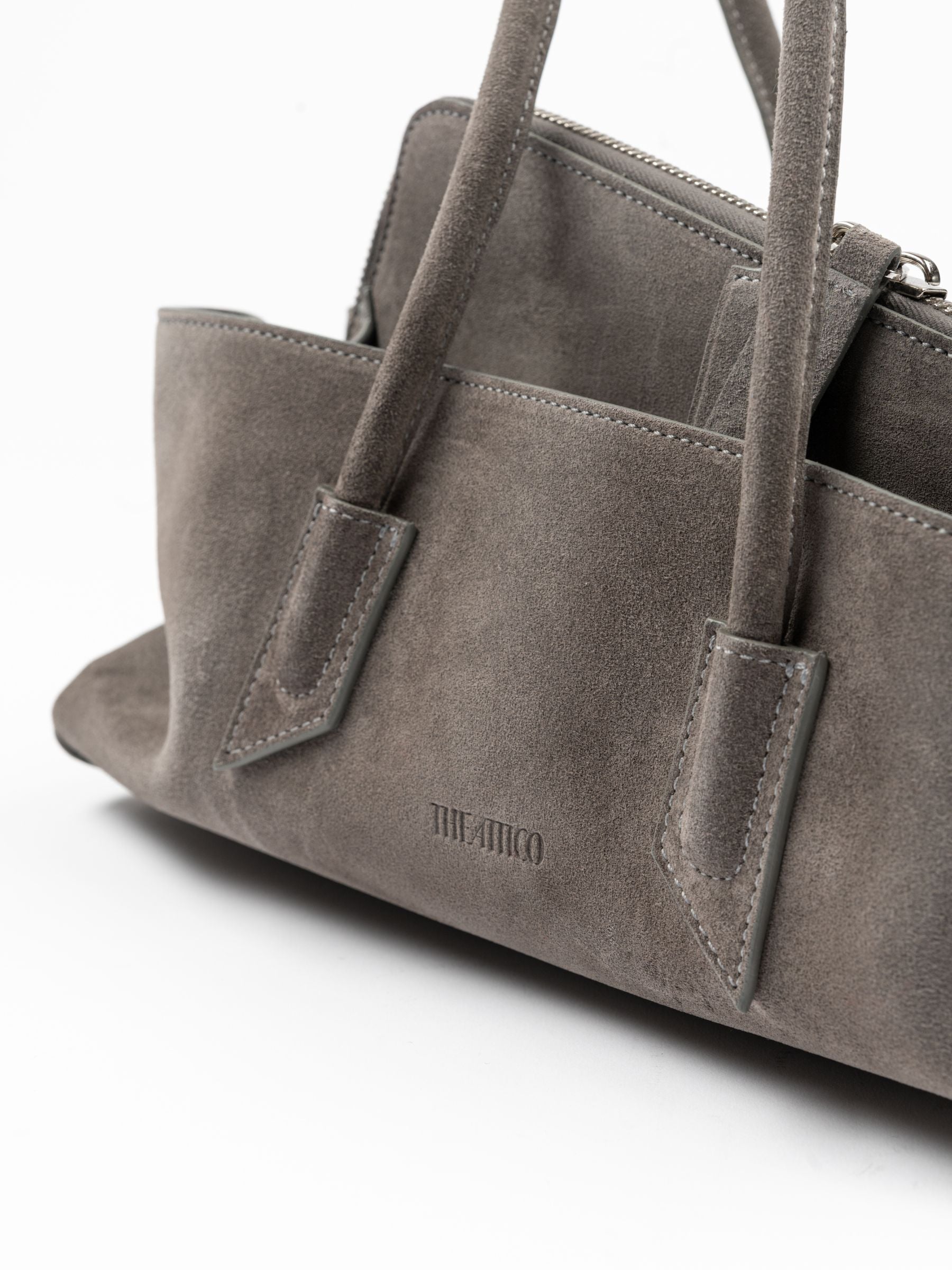 The Attico La Passeggiata Suede Brushed Small Bag Grey