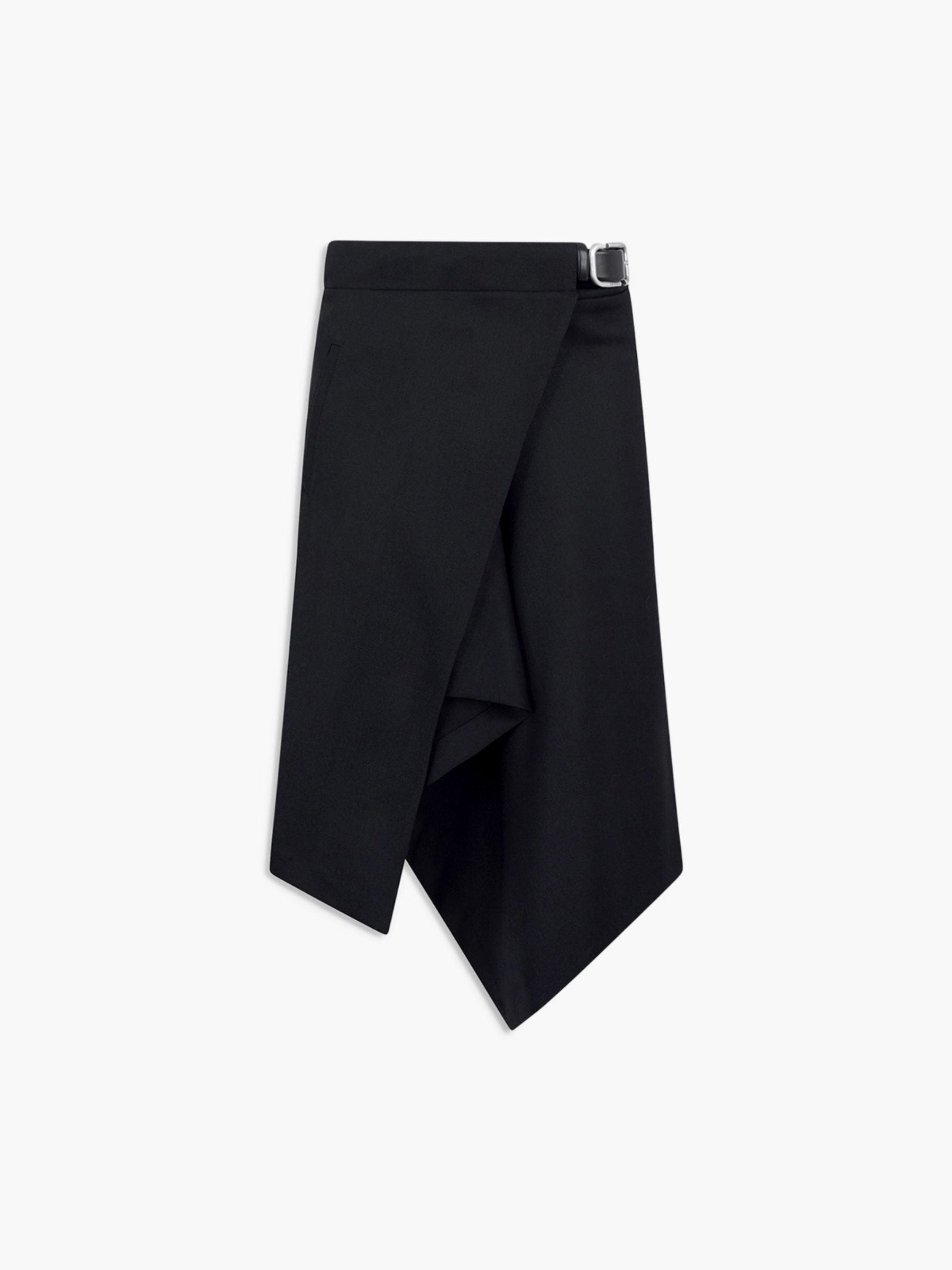 The Attico Midi Belted Skirt Wool Black