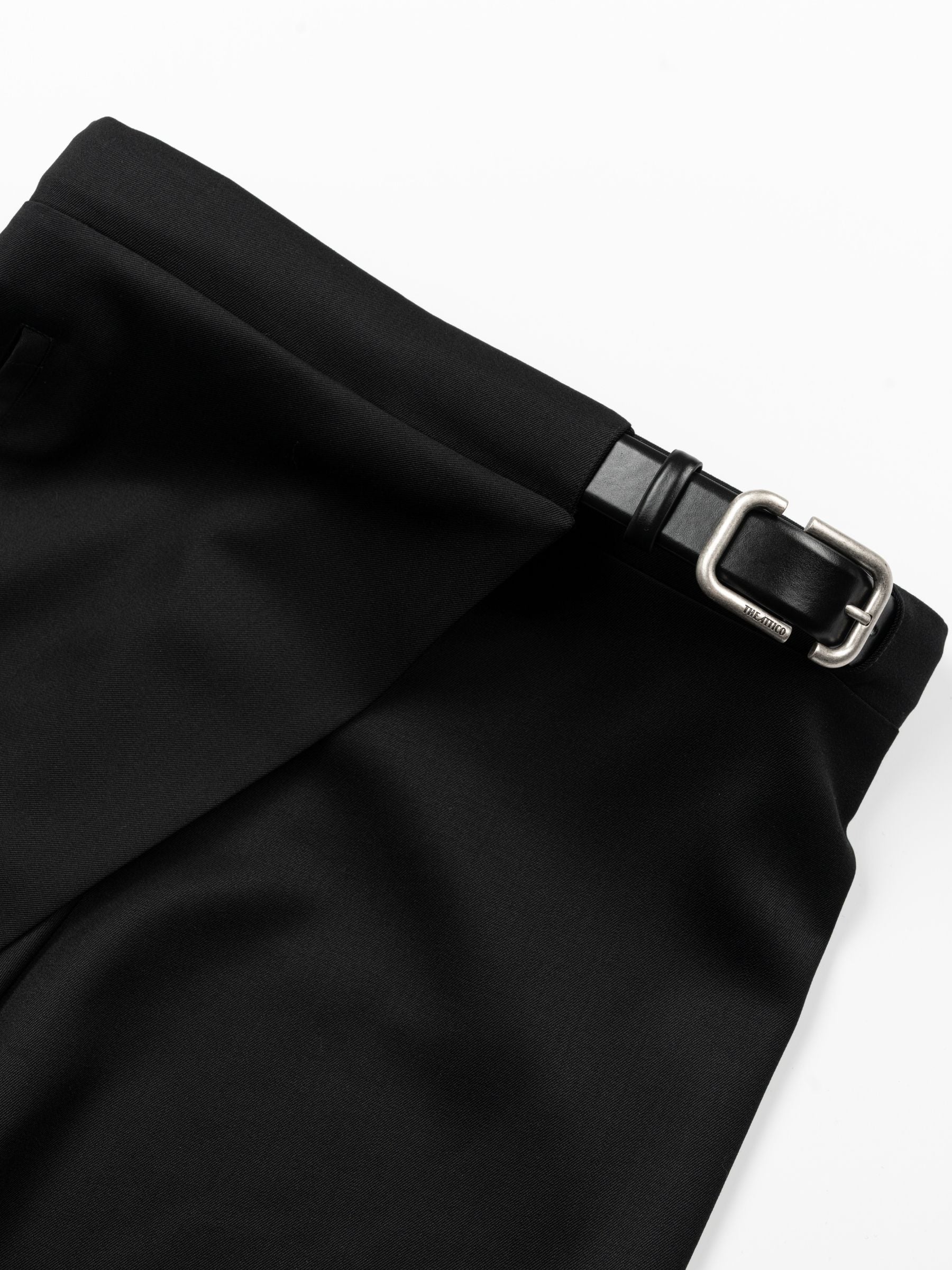 The Attico Midi Belted Skirt Wool Black