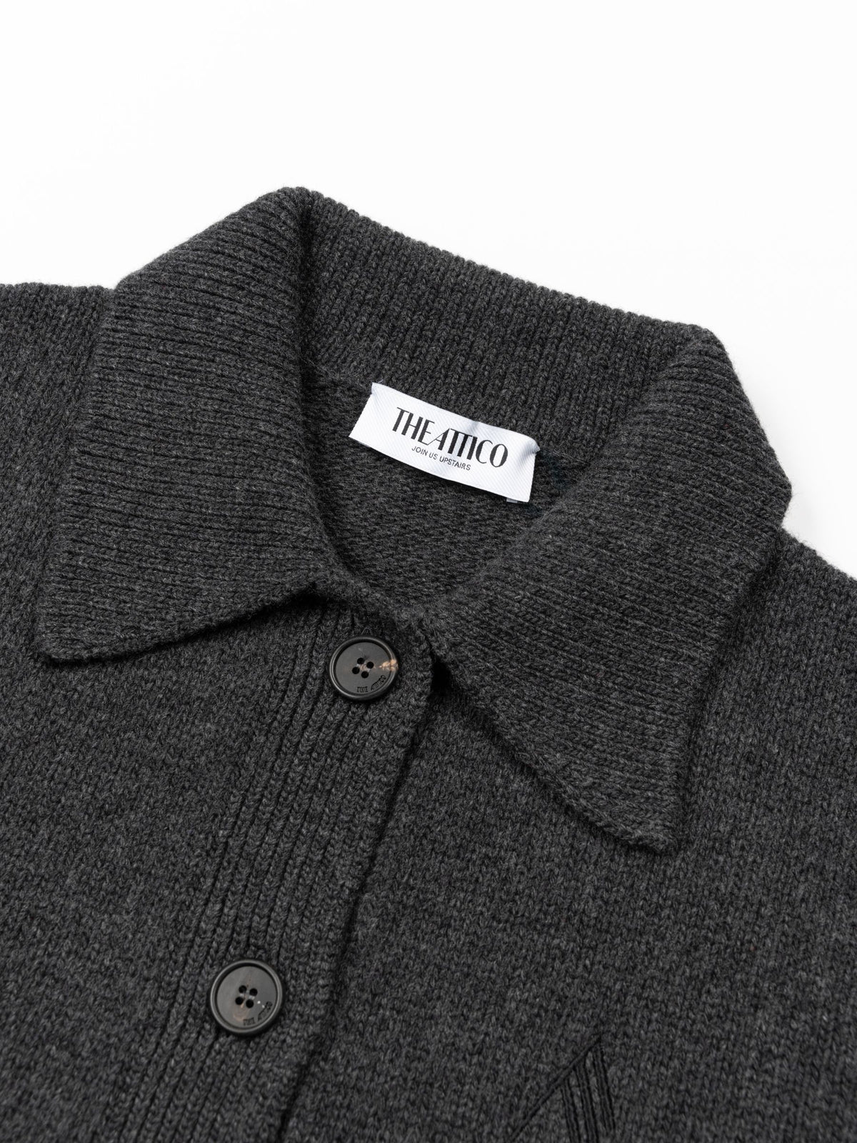 The Attico Wool Cashmere Cardigan Dark Grey