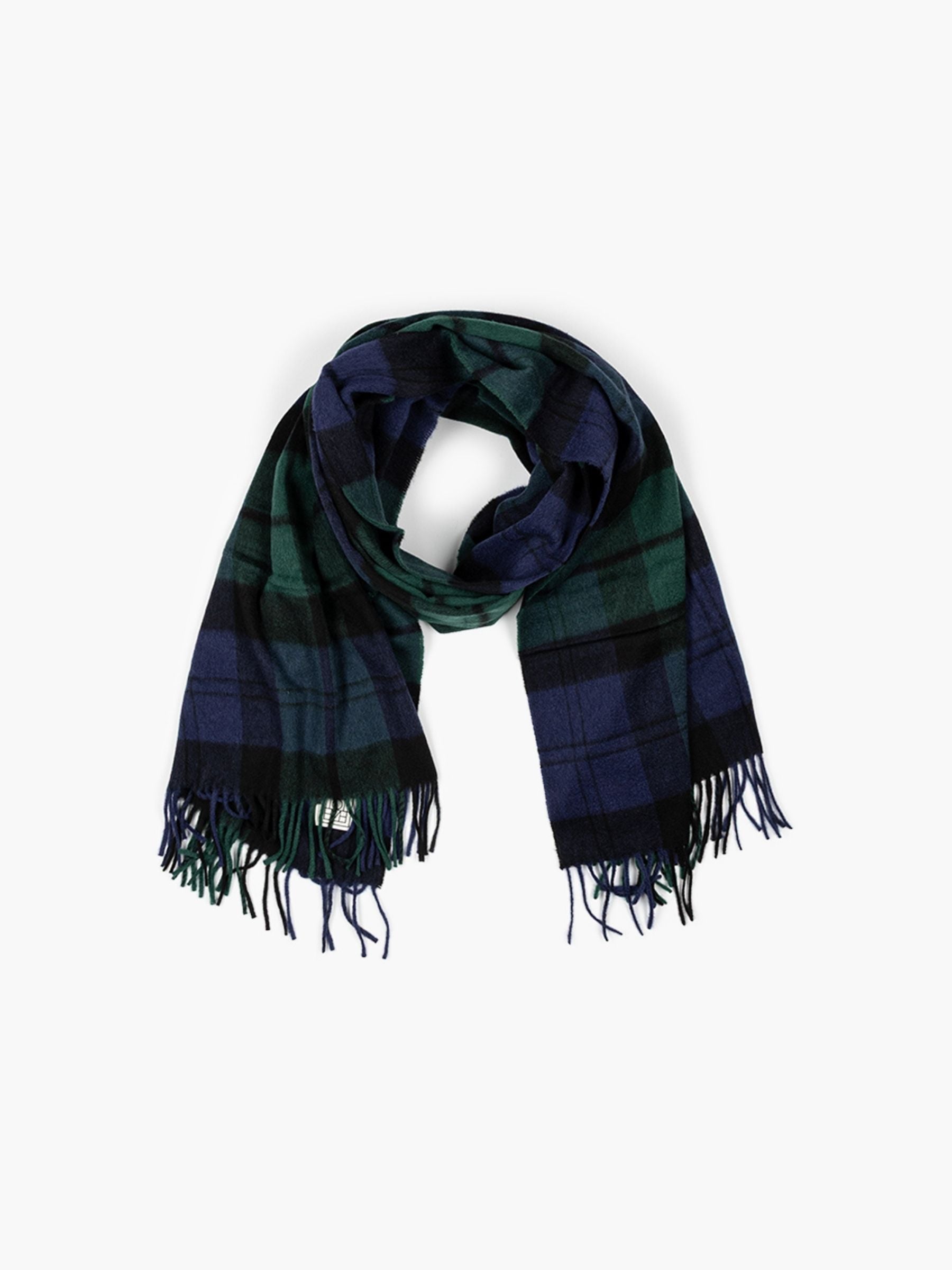 Toteme Checked Cashmere Scarf Midnight Green