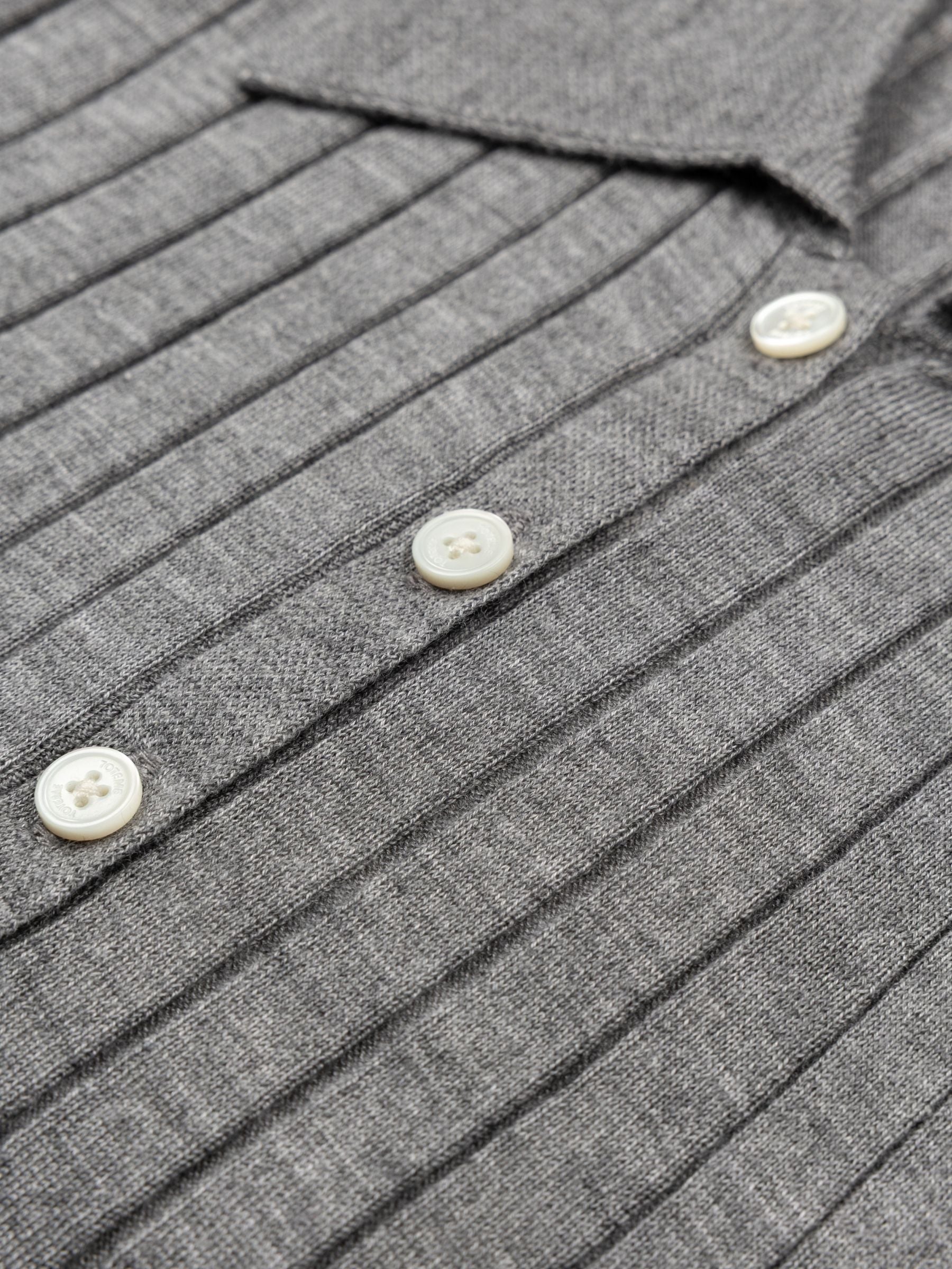 Toteme Ribbed Cashmere Silk Polo Grey Melange