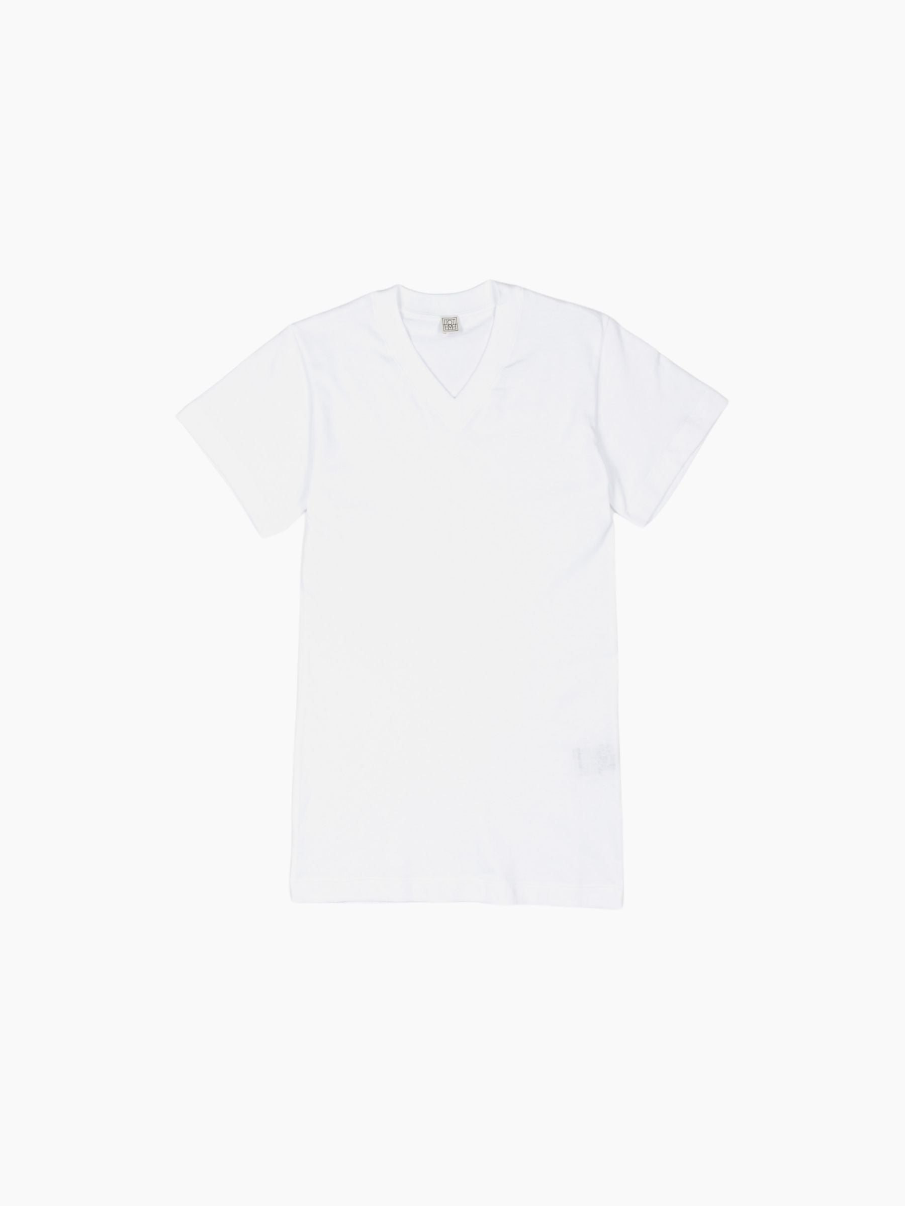 Toteme Wide Ribbed V-Neck Tee Optic White