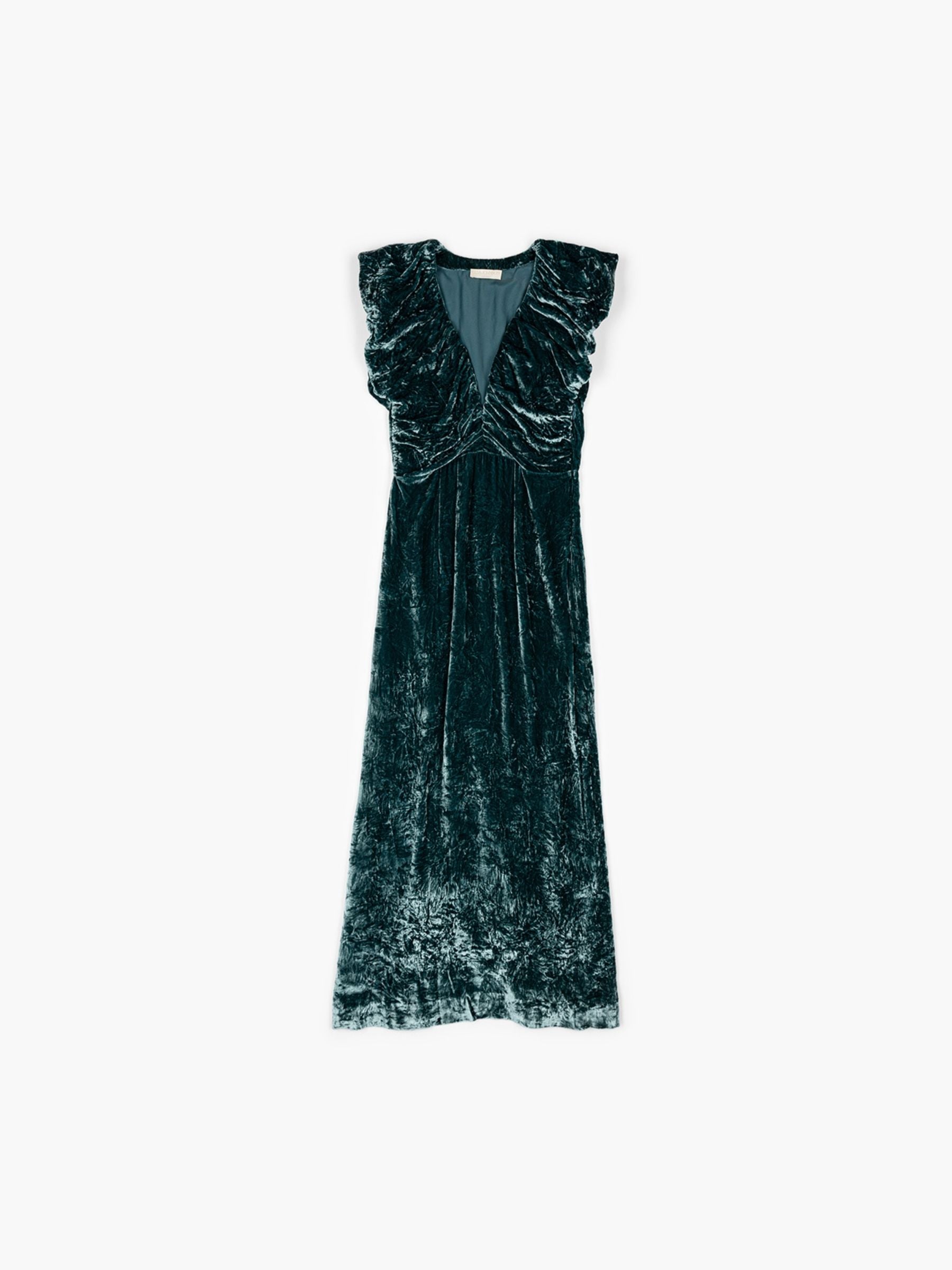 Ulla Johnson Astra V-Neck Velvet Dress Jadeite