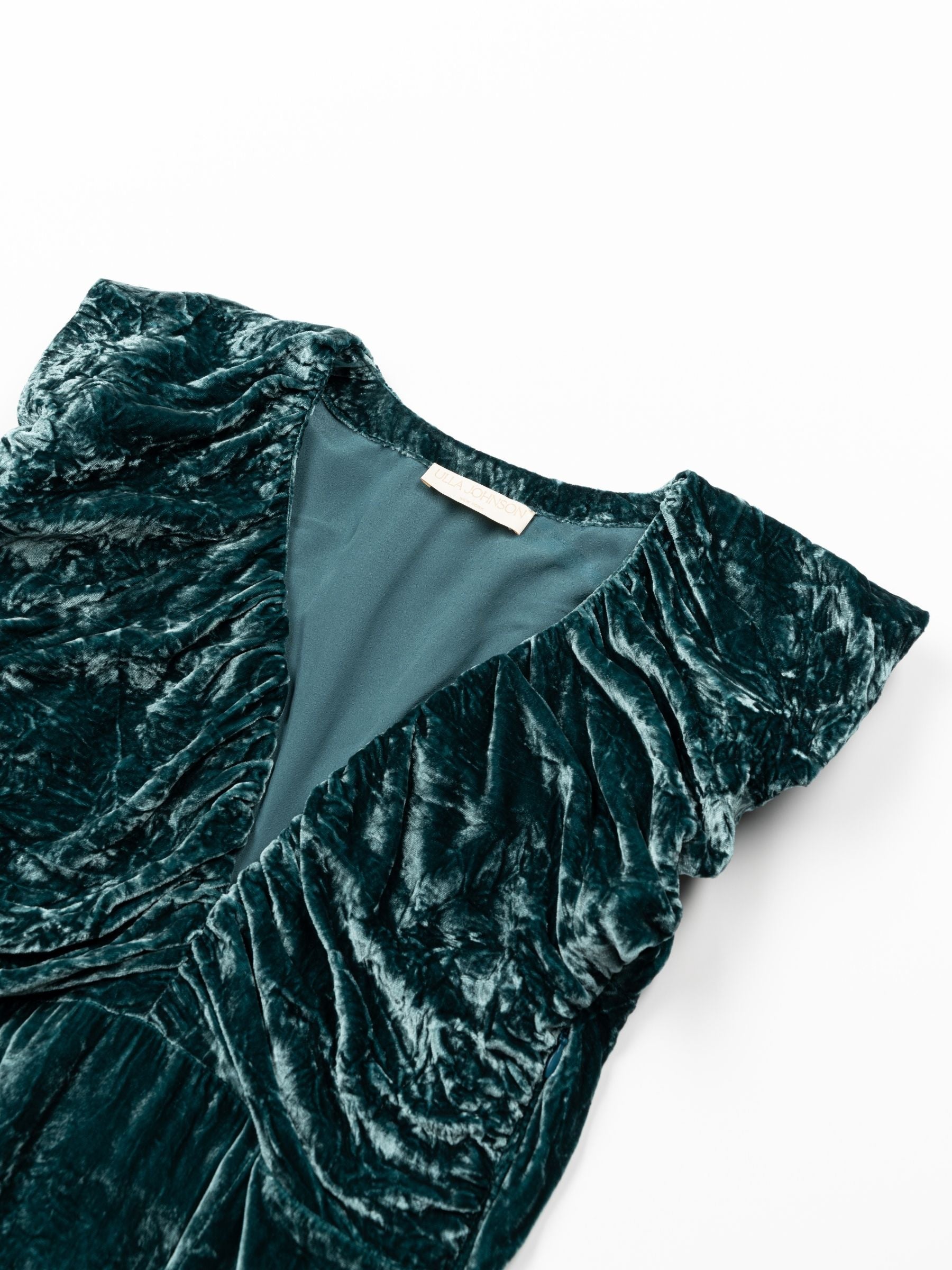 Ulla Johnson Astra V-Neck Velvet Dress Jadeite