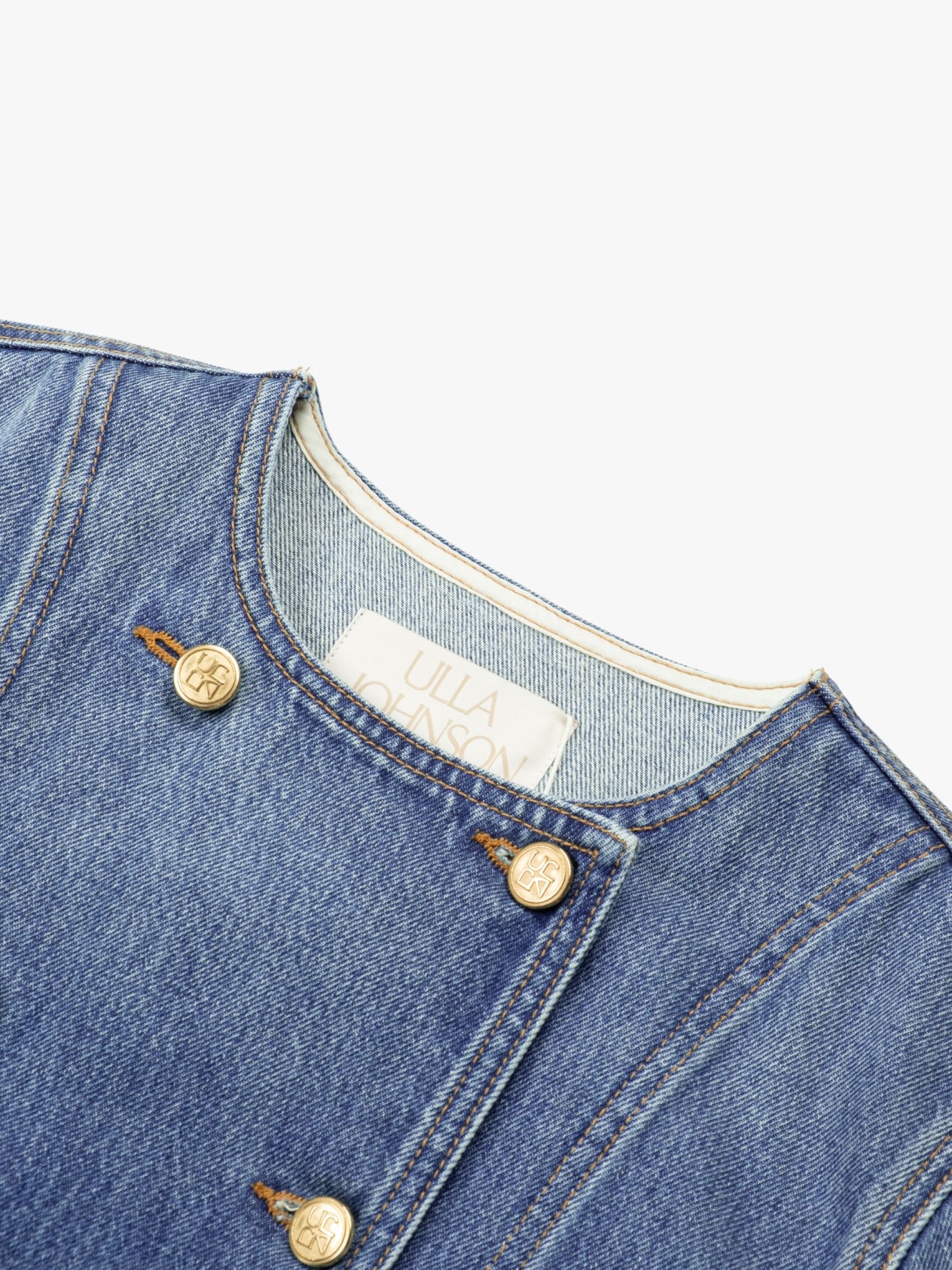 Ulla Johnson The Serge Short Sleeve Denim Jacket Danube