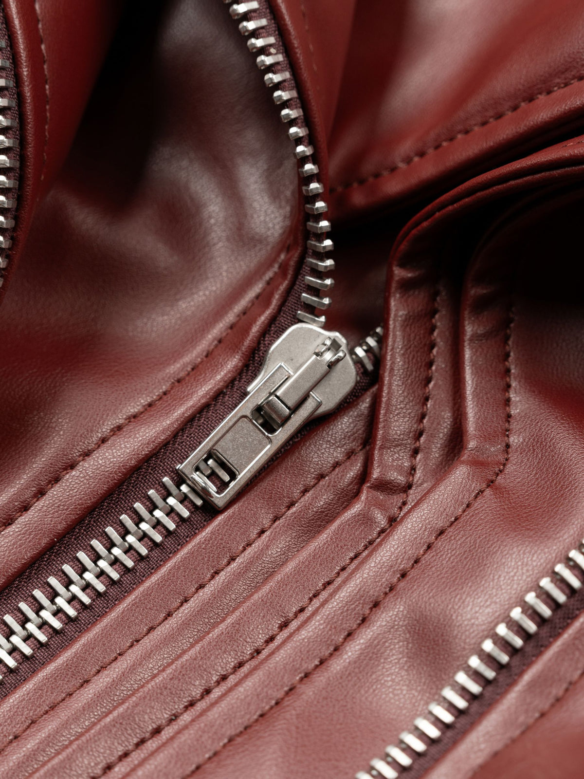 Victor & Rolf Multi Layer Leather Biker Jacket Deep Red