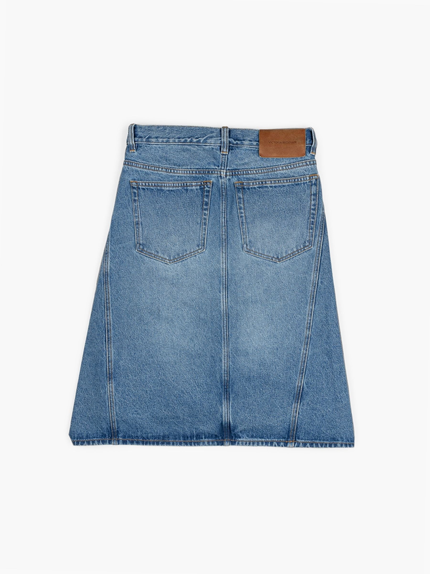 Victoria Beckham Asymmetric Fold Detail Skirt Mid Blue Wash