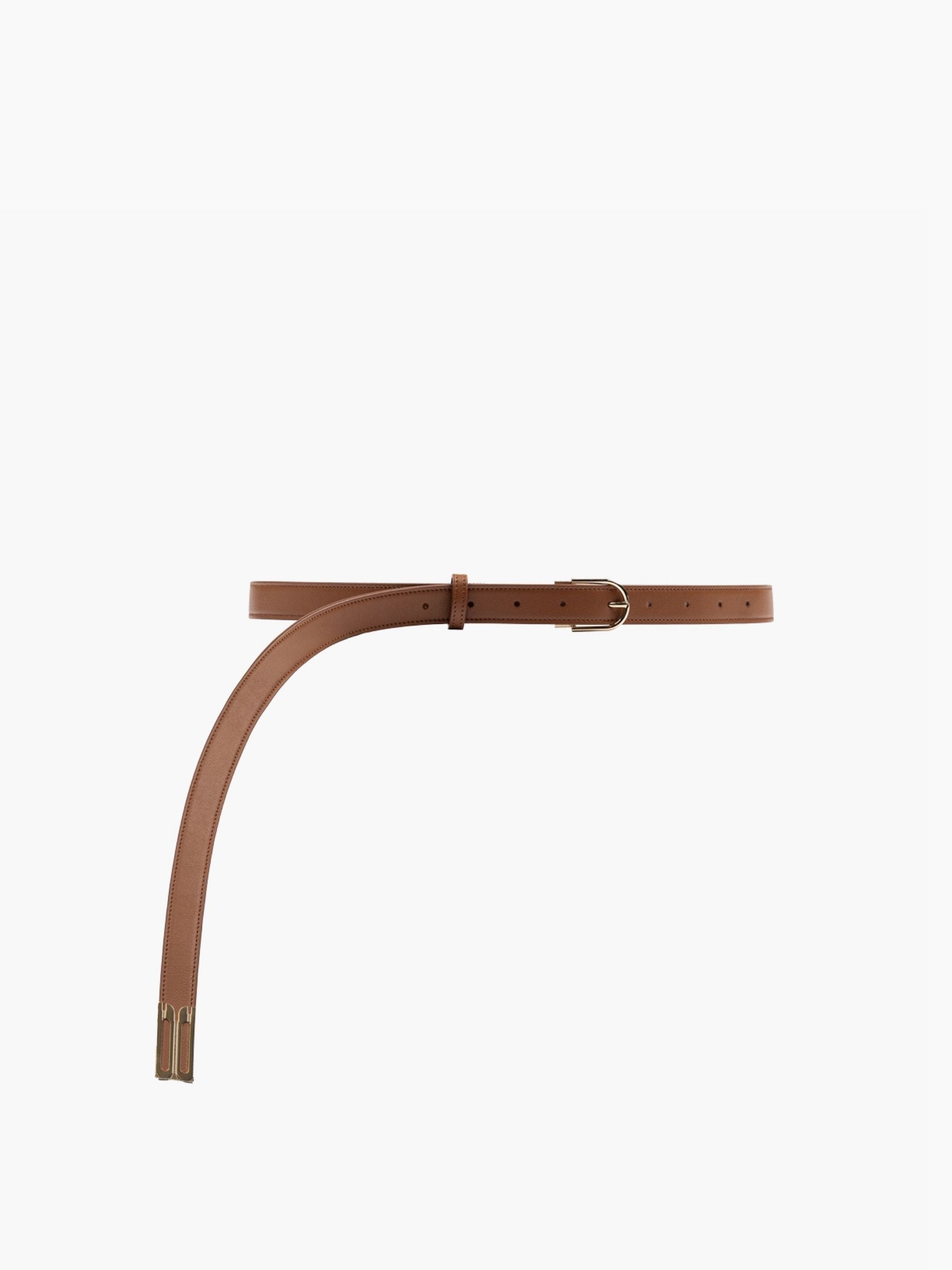 Victoria Beckham Earring Buckle Belt Gold Dark Tan