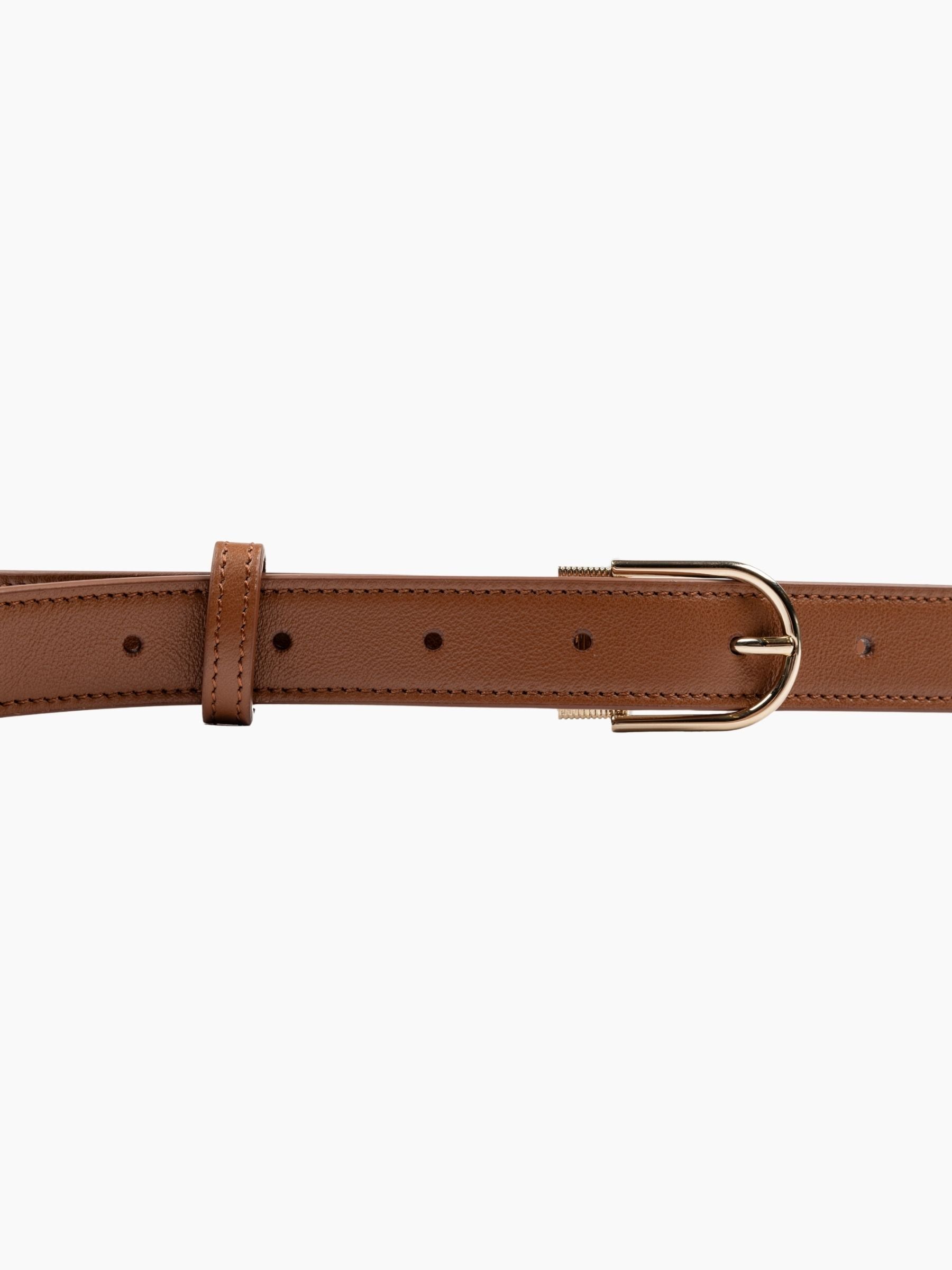 Victoria Beckham Earring Buckle Belt Gold Dark Tan