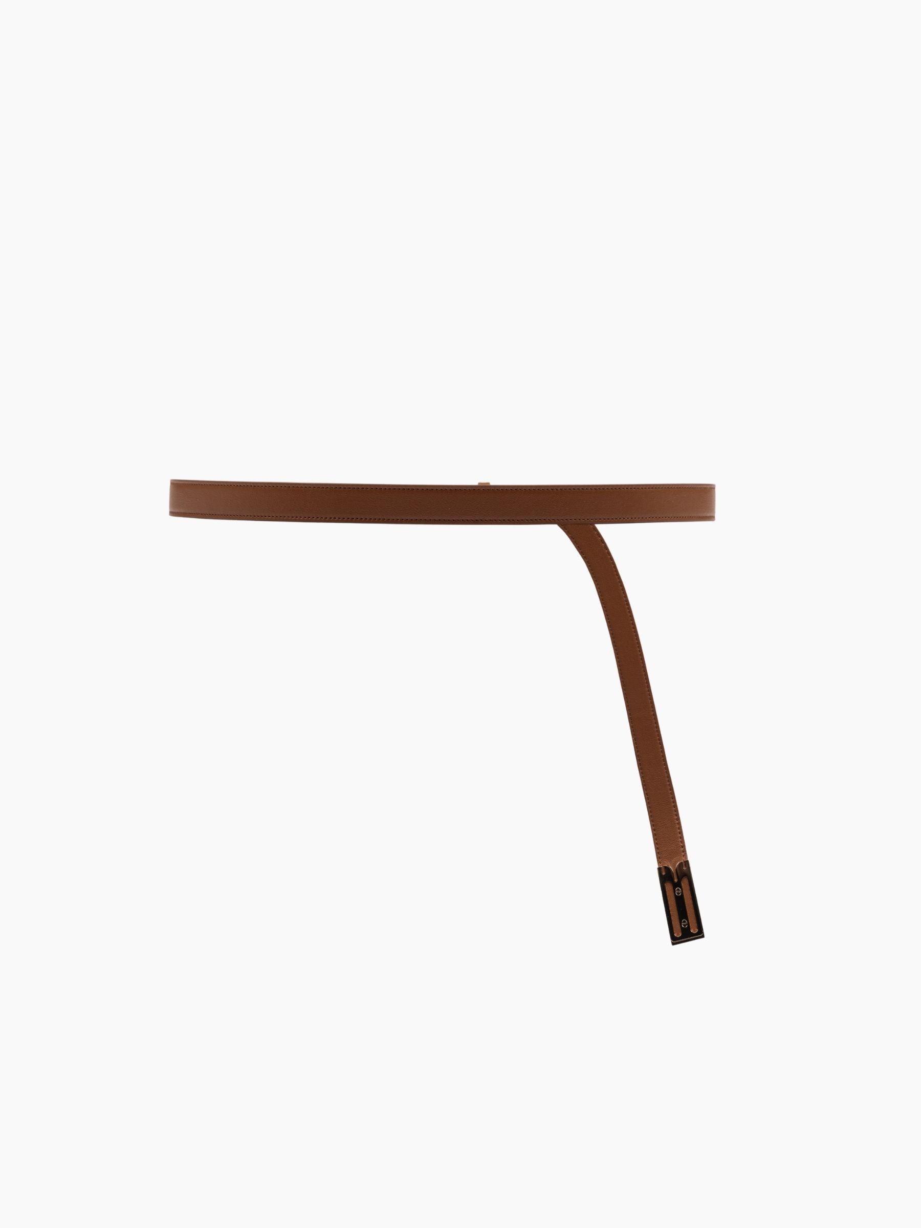 Victoria Beckham Earring Buckle Belt Gold Dark Tan