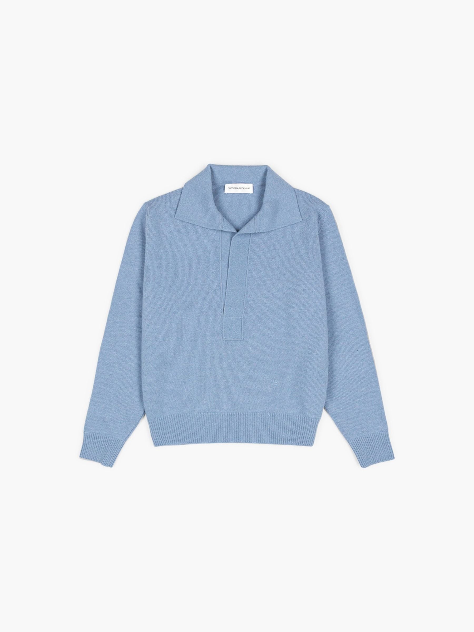 Victoria Beckham Polo Collar Jumper Ocean Mist Melange