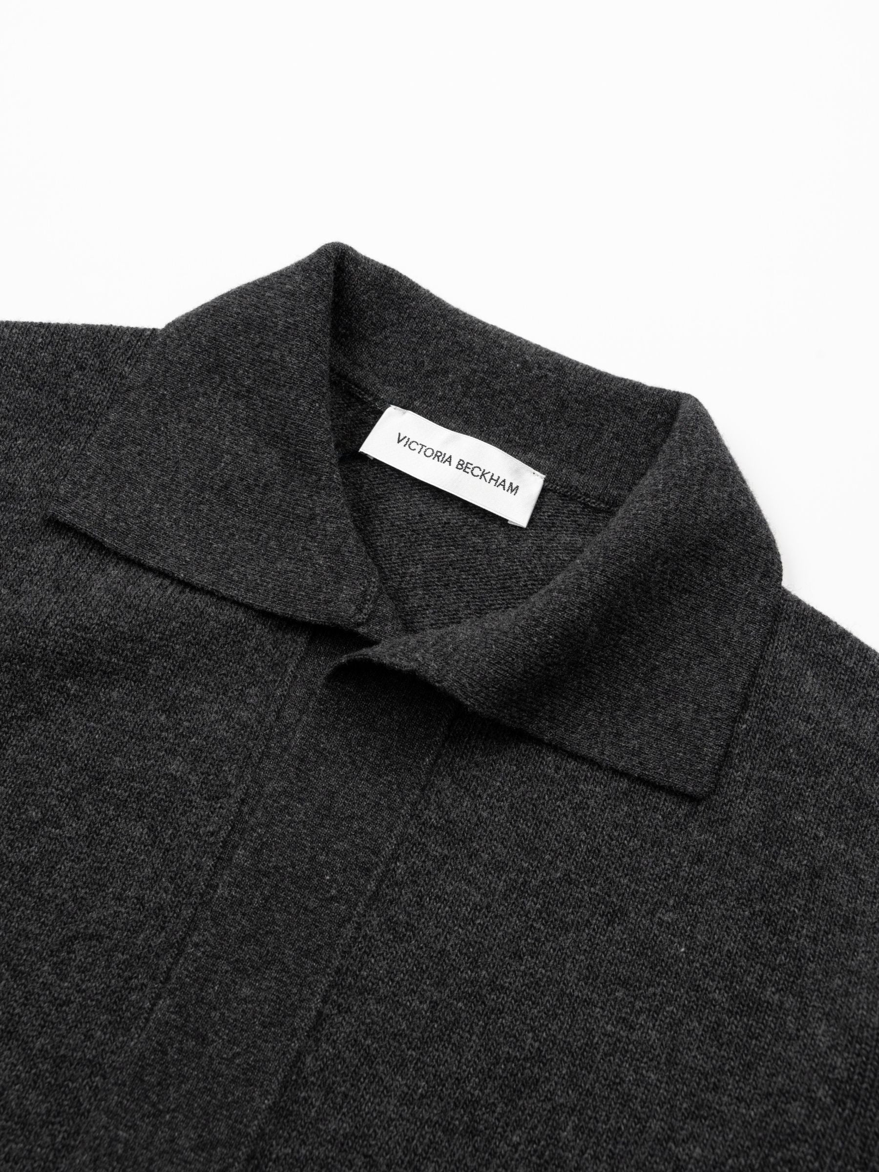 Victoria Beckham Polo Collar Jumper Ocean Ore Melange