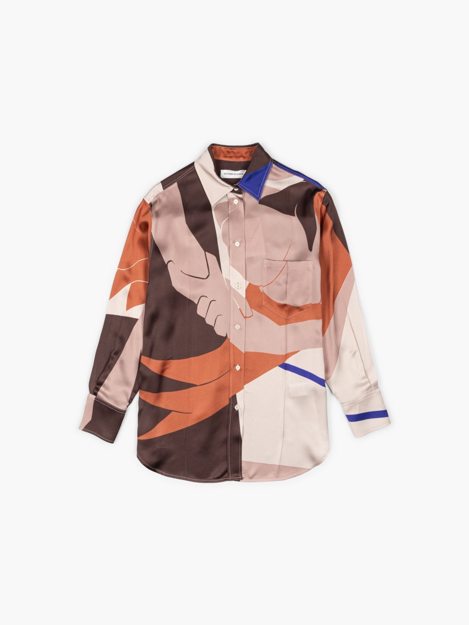 Victoria Beckham Remi Shirt Abstract Earth Beige