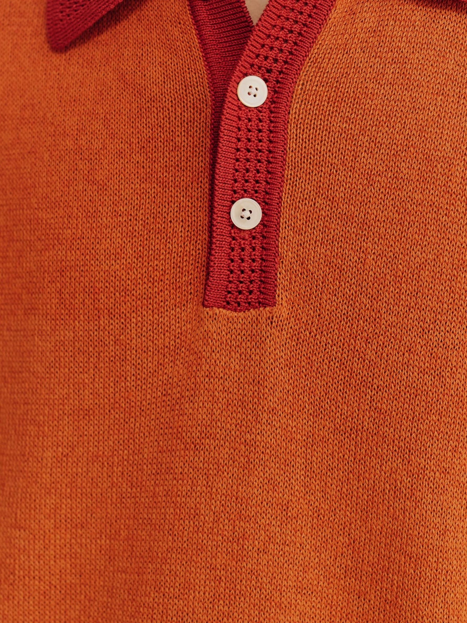 A Kind Of Guise Basin Knit Polo Burnt Orange