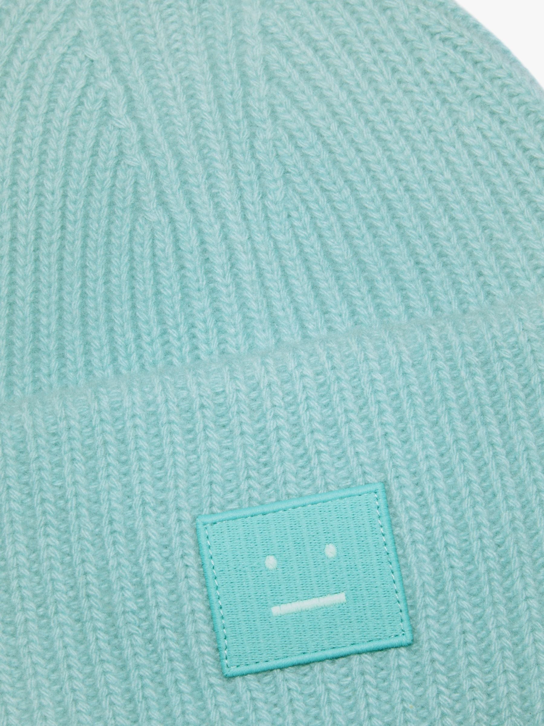 Acne Studios Face Logo Big Beanie Turquoise Melange
