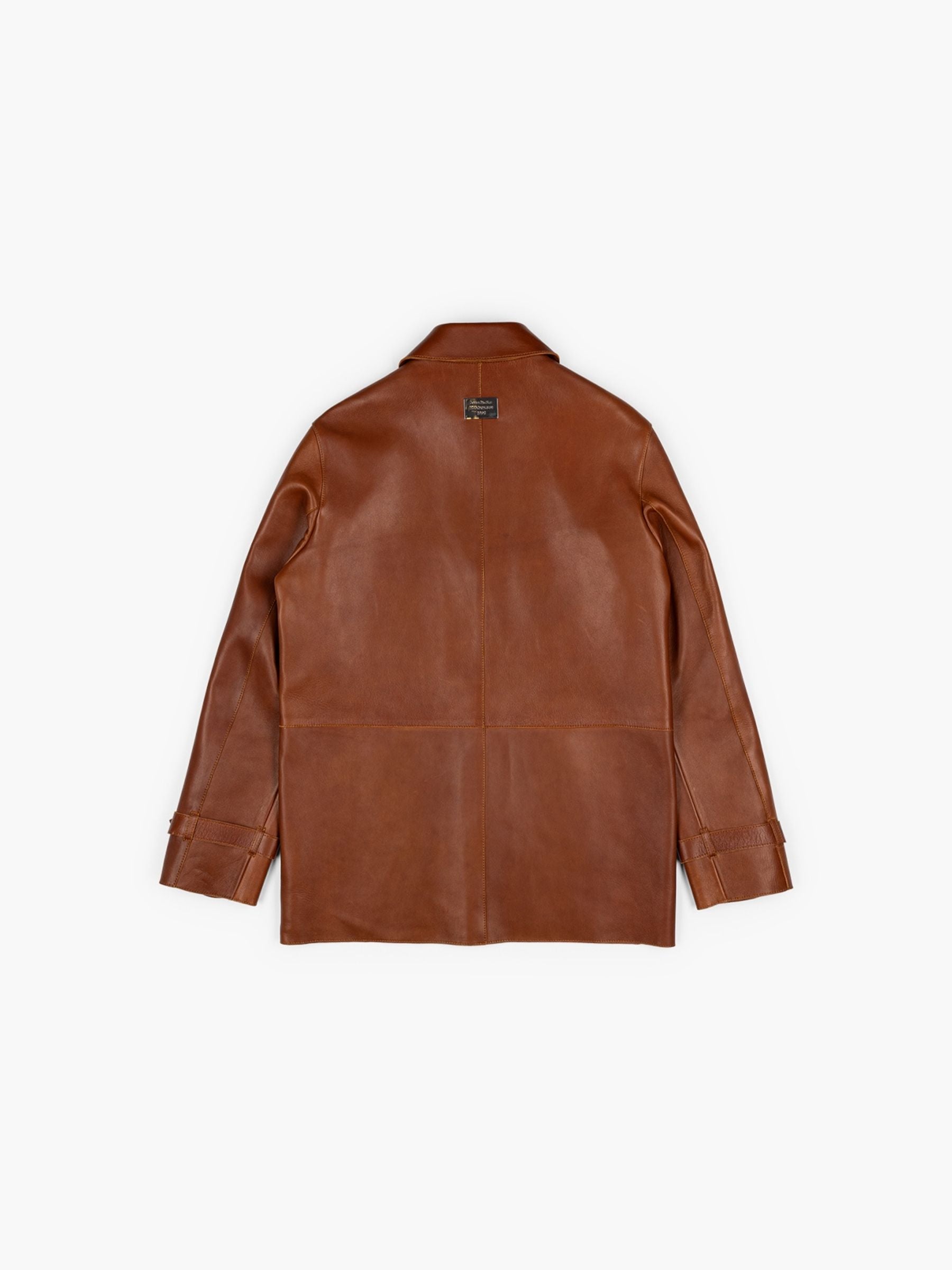 Acne Studios Big Buttons Leather Jacket Cognac Brown
