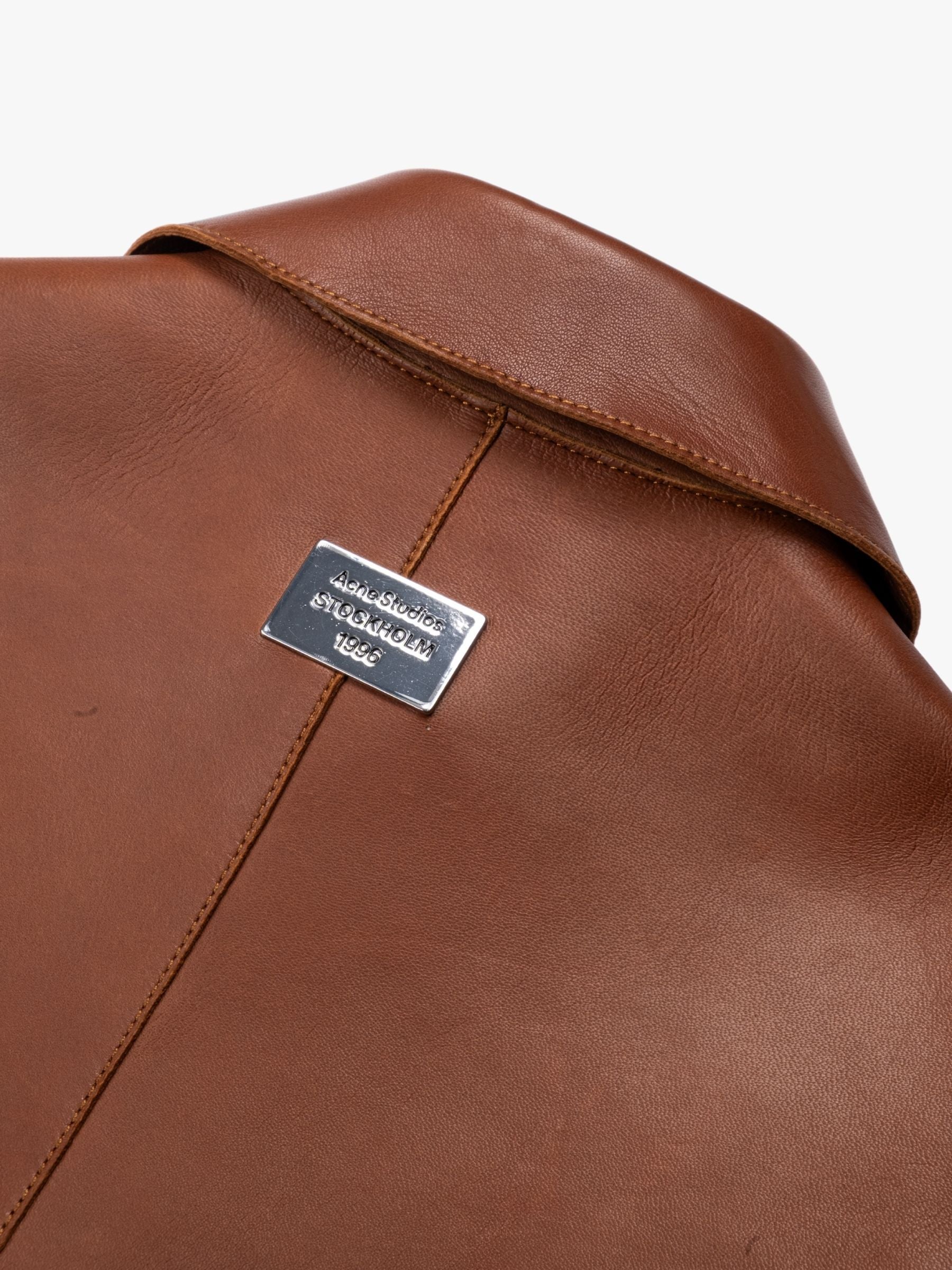 Acne Studios Big Buttons Leather Jacket Cognac Brown