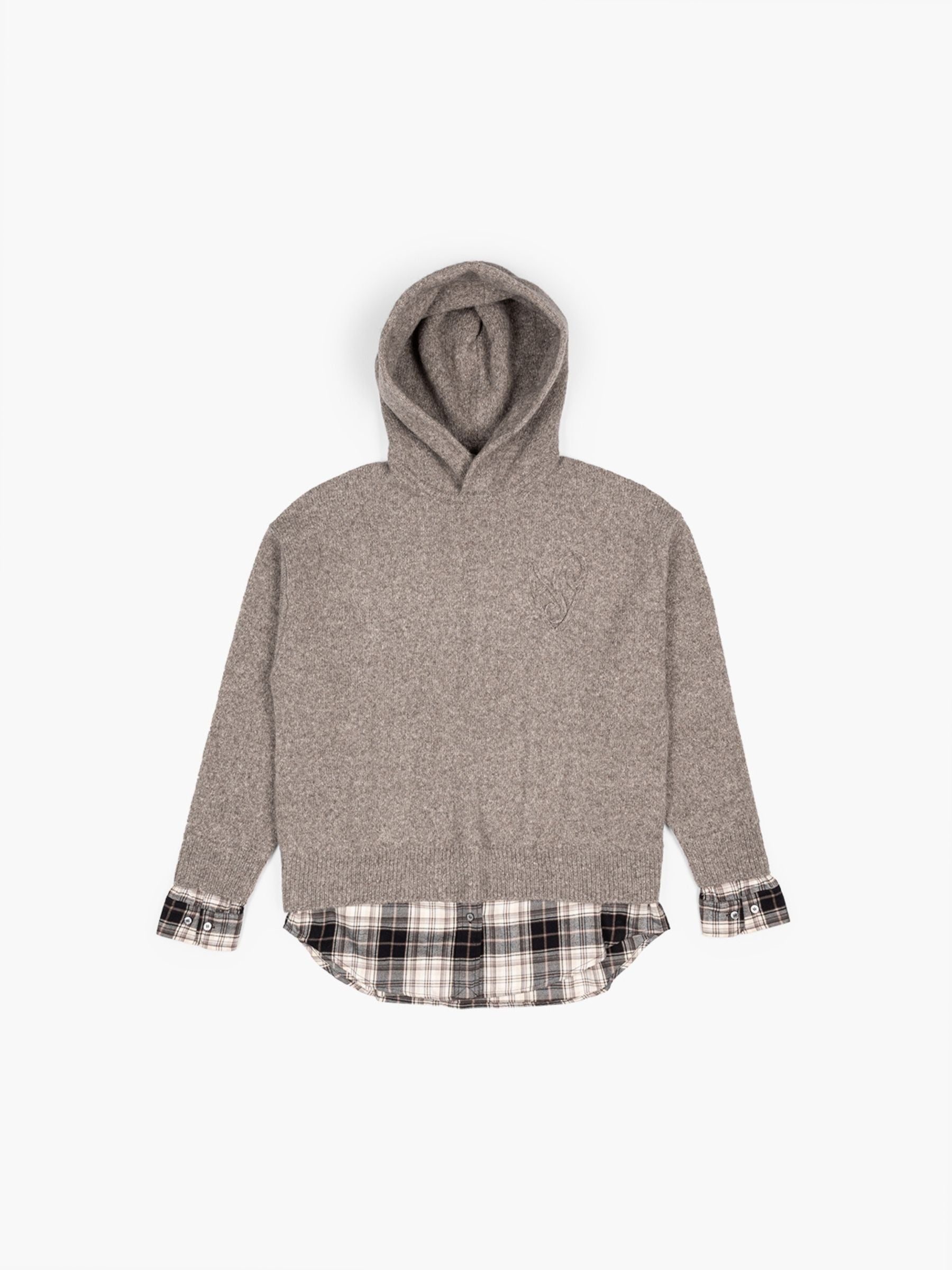 Acne Studios Double Layer Knit Hoodie Beige Melange
