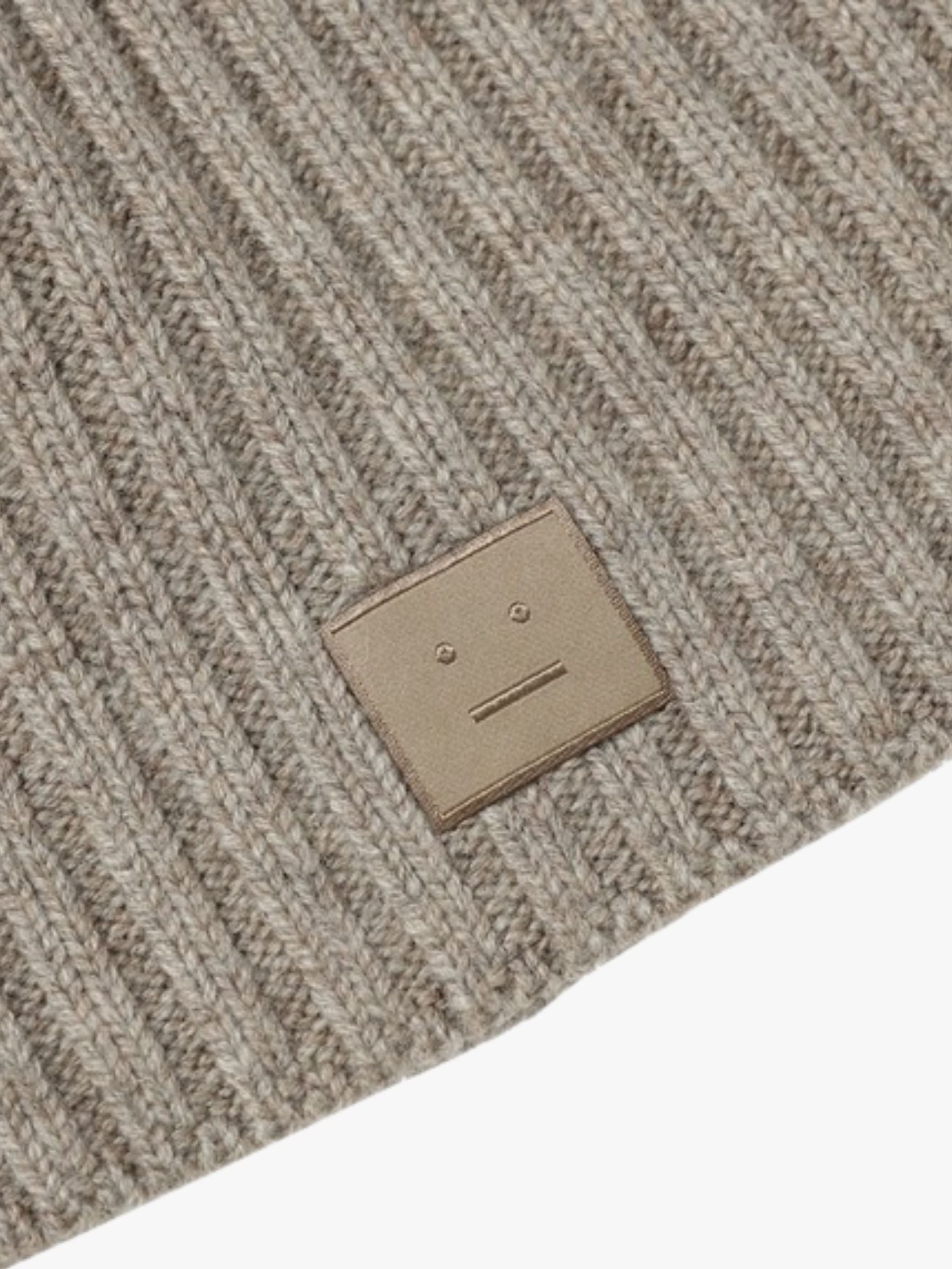 Acne Studios Face Rib Beanie Greige Melange