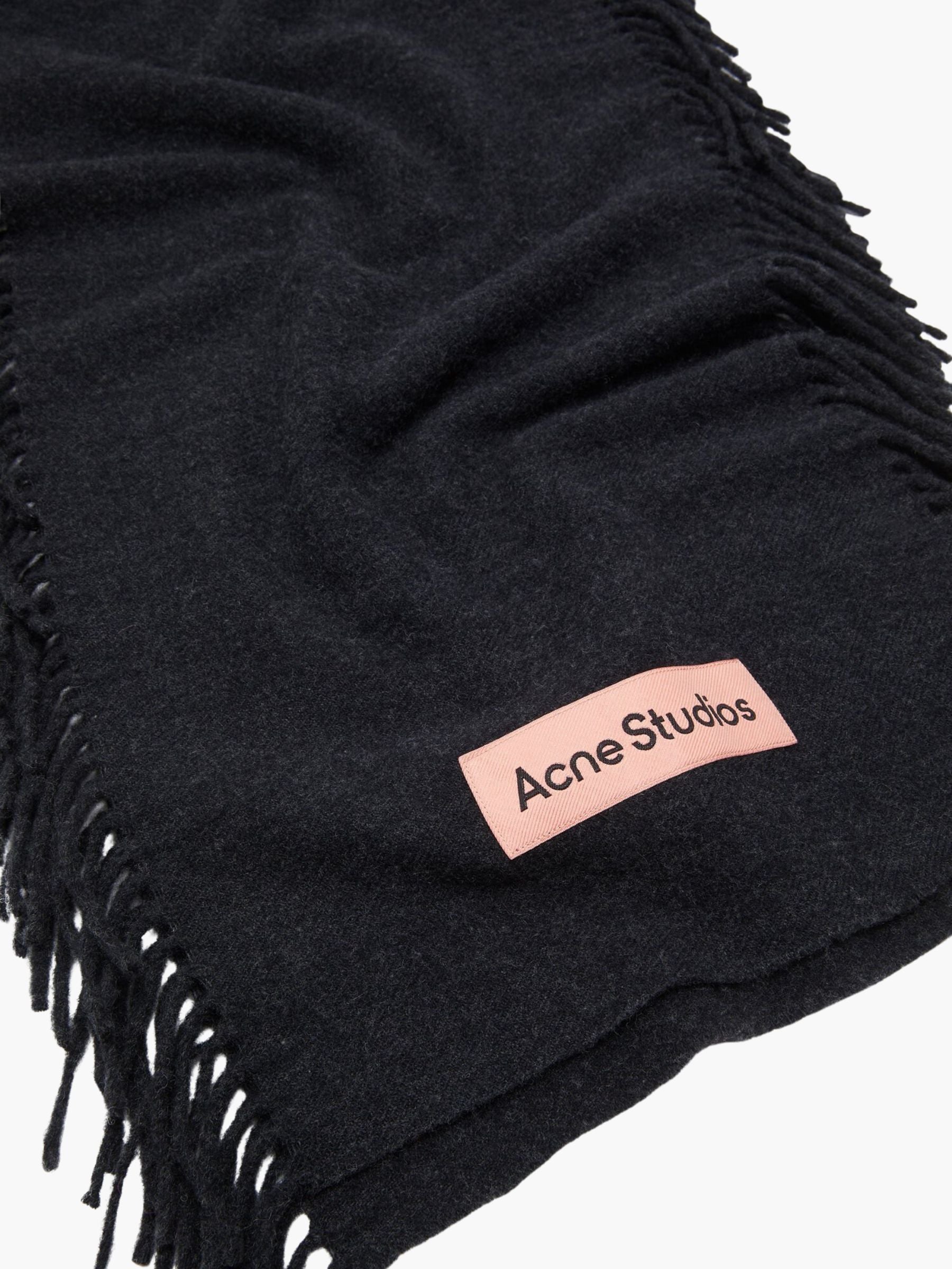 Acne Studios Scarf Fringes Black Melange