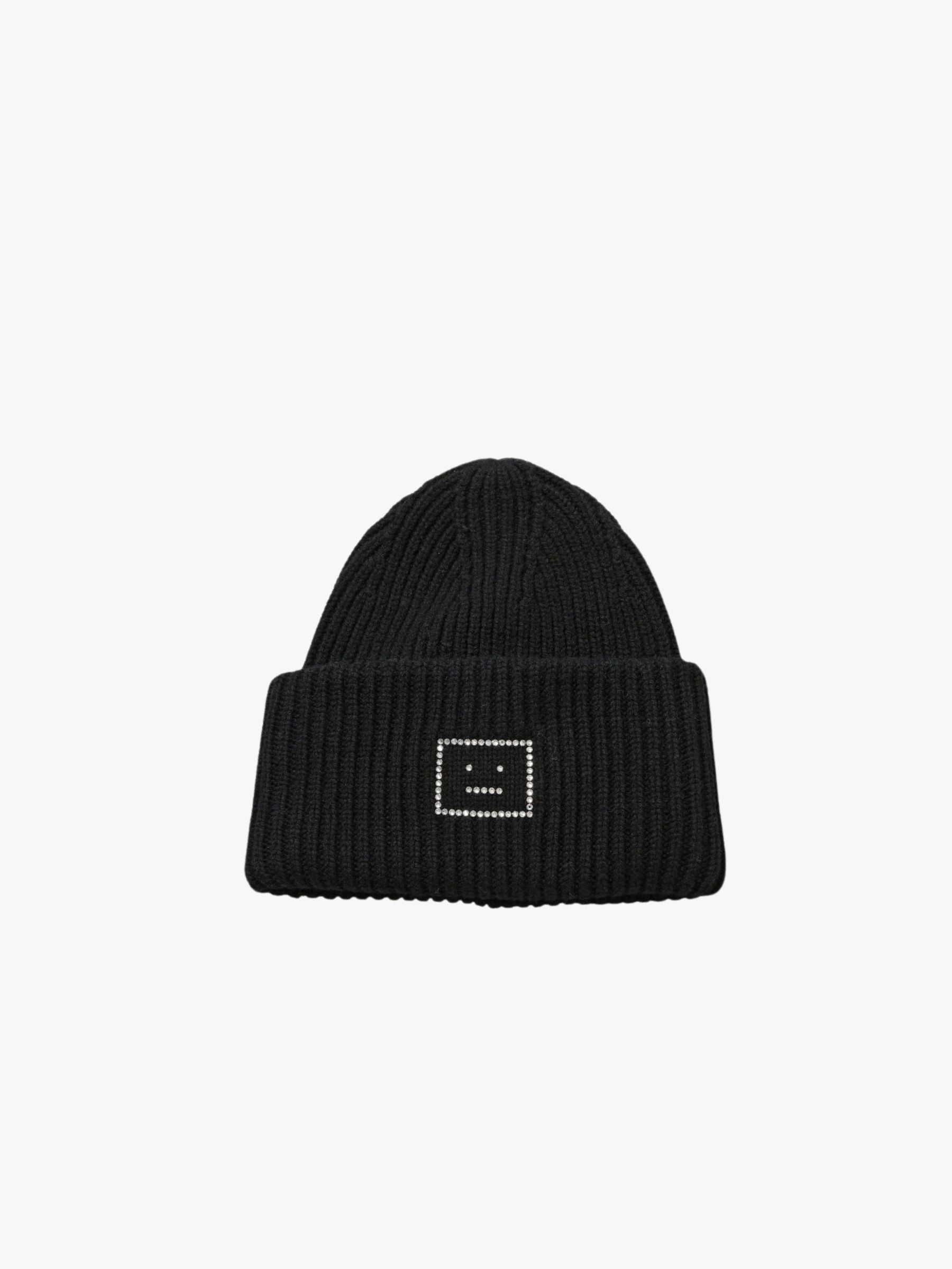 Acne Studios Glitter Face Big Beanie Black