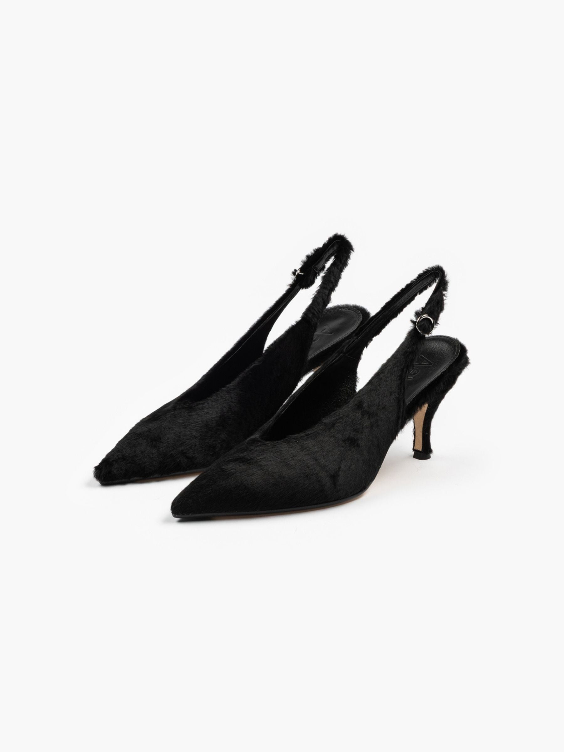 Aeyde Carla Ponyhair Slingbacks Black