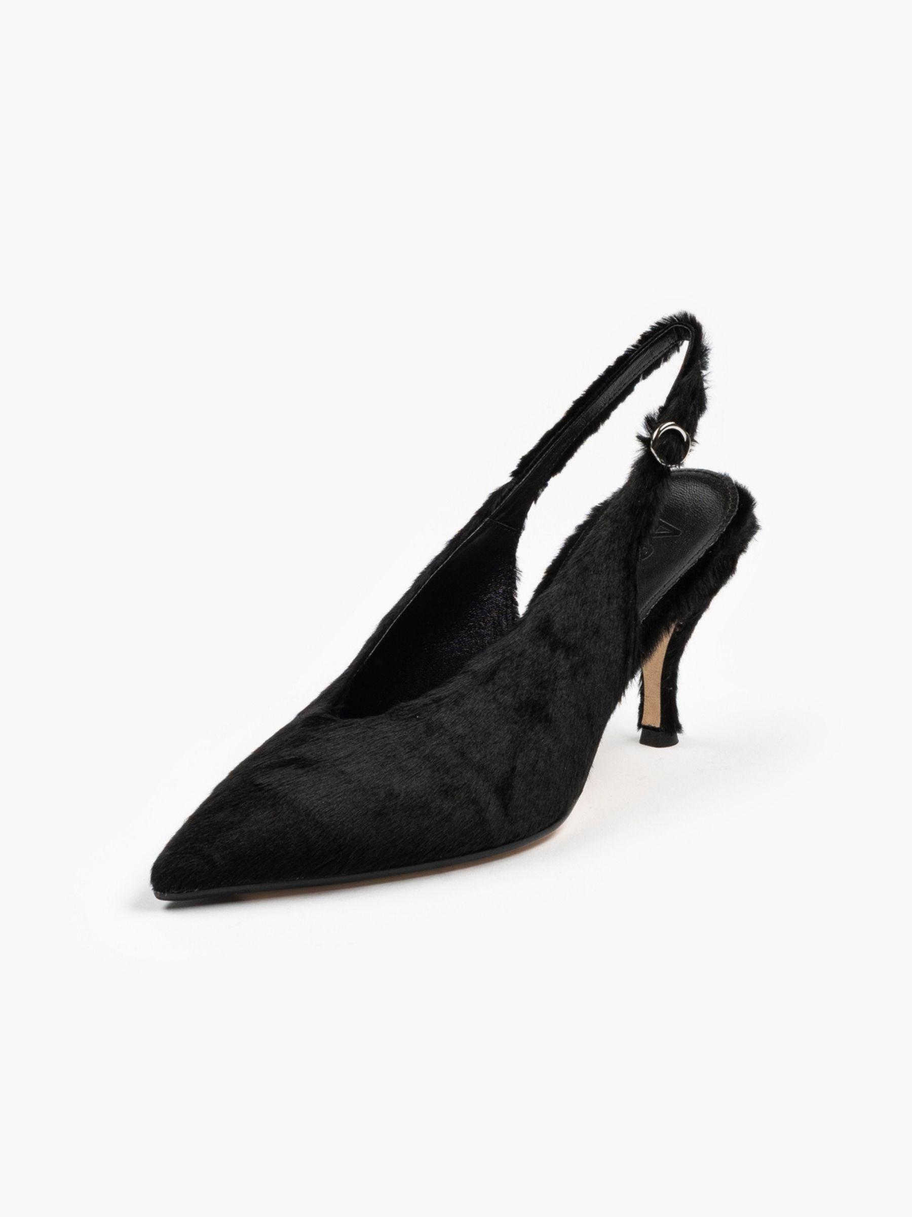 Aeyde Carla Ponyhair Slingbacks Black