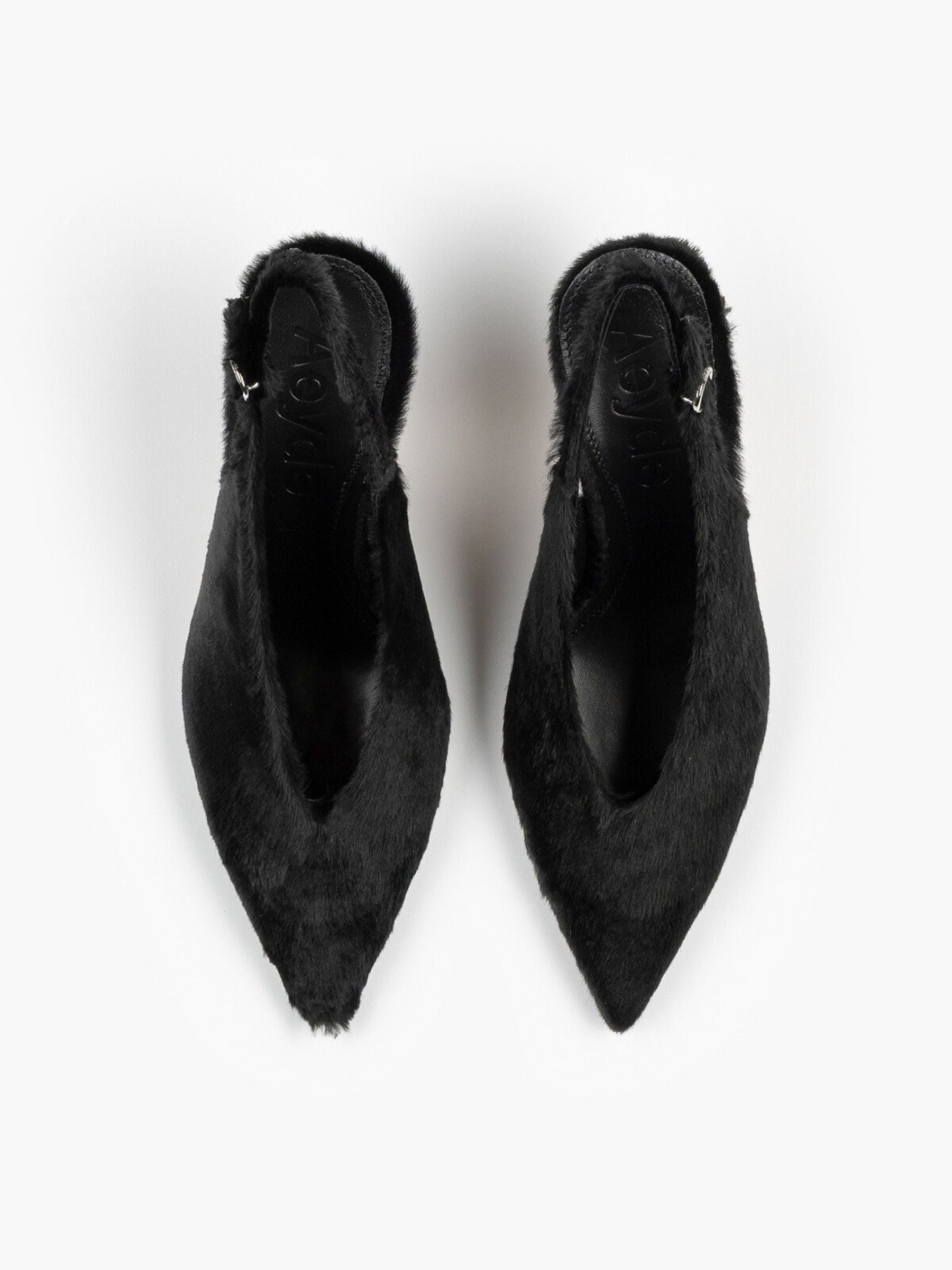Aeyde Carla Ponyhair Slingbacks Black
