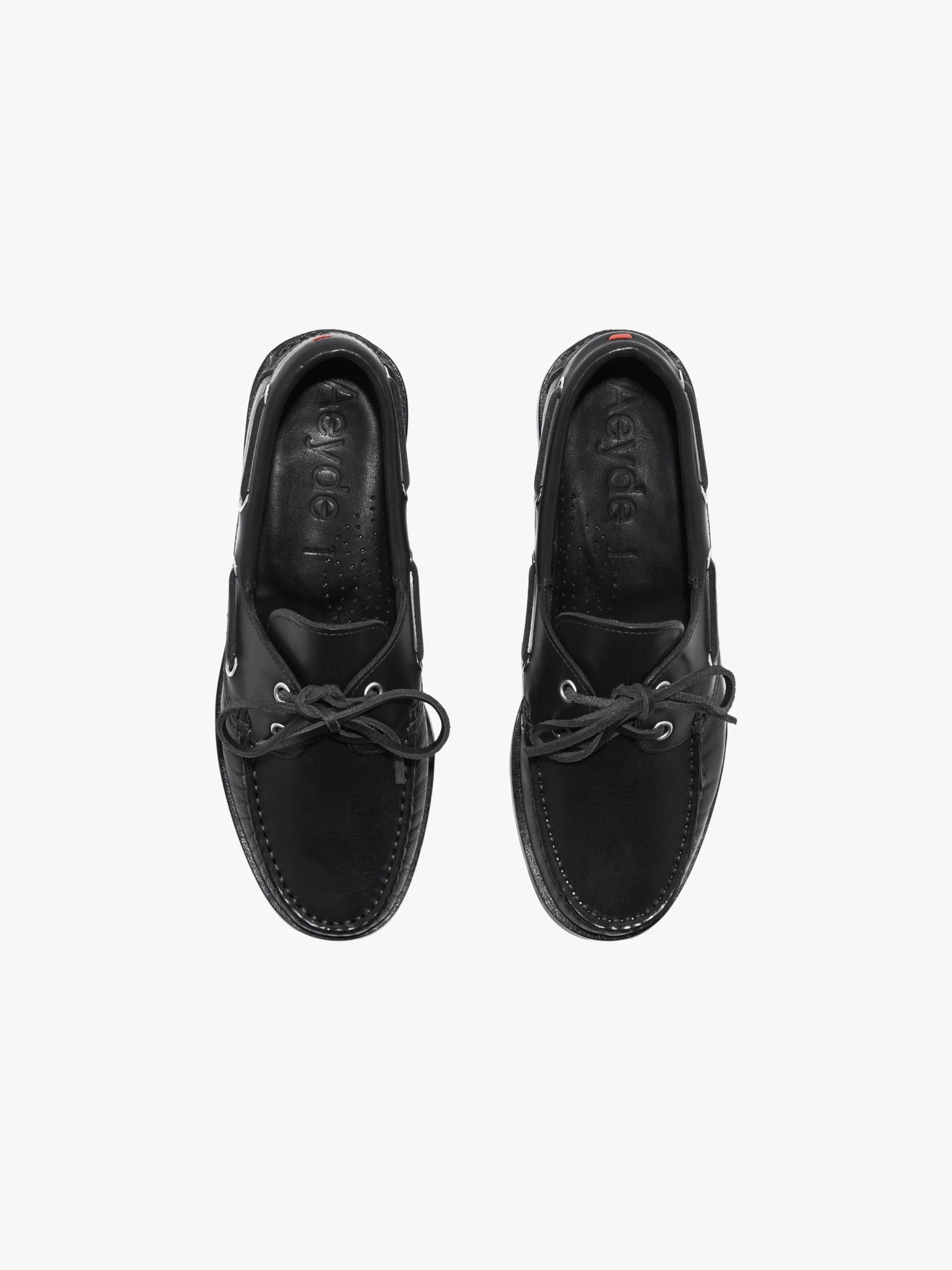 Aeyde Harris Boat Shoe Calf Leather Black