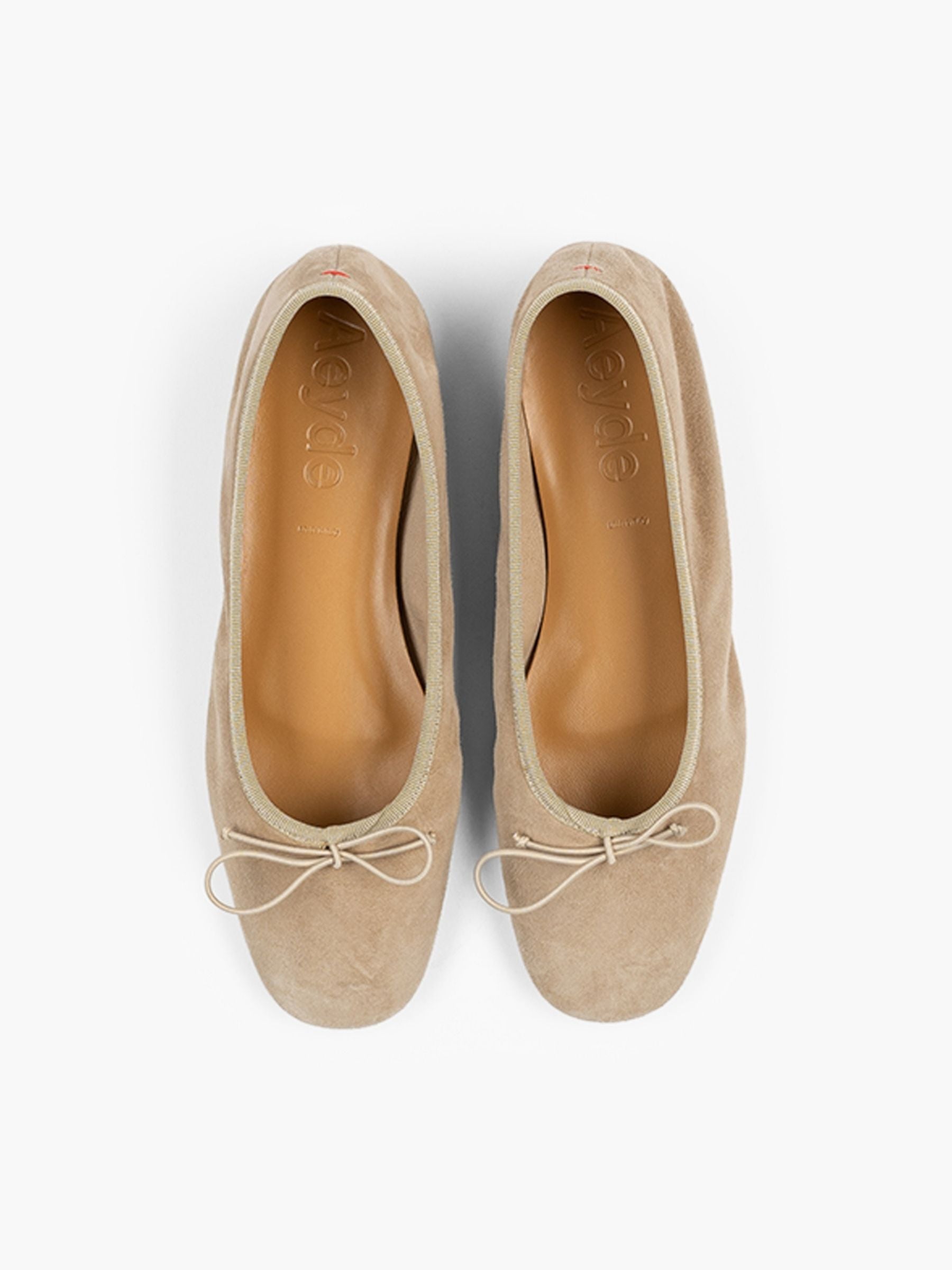Aeyde Tiby Kid Suede Leather Ballerina Sand