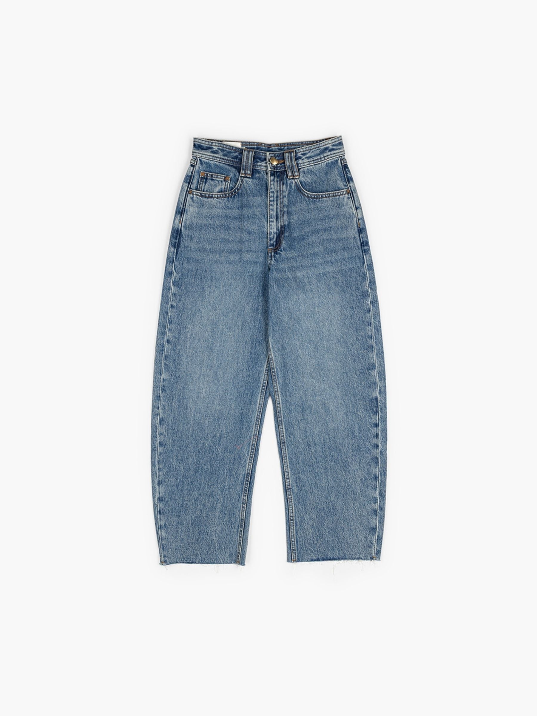 Aje Novie Horseshoe Crop Jean Stone Wash Blue