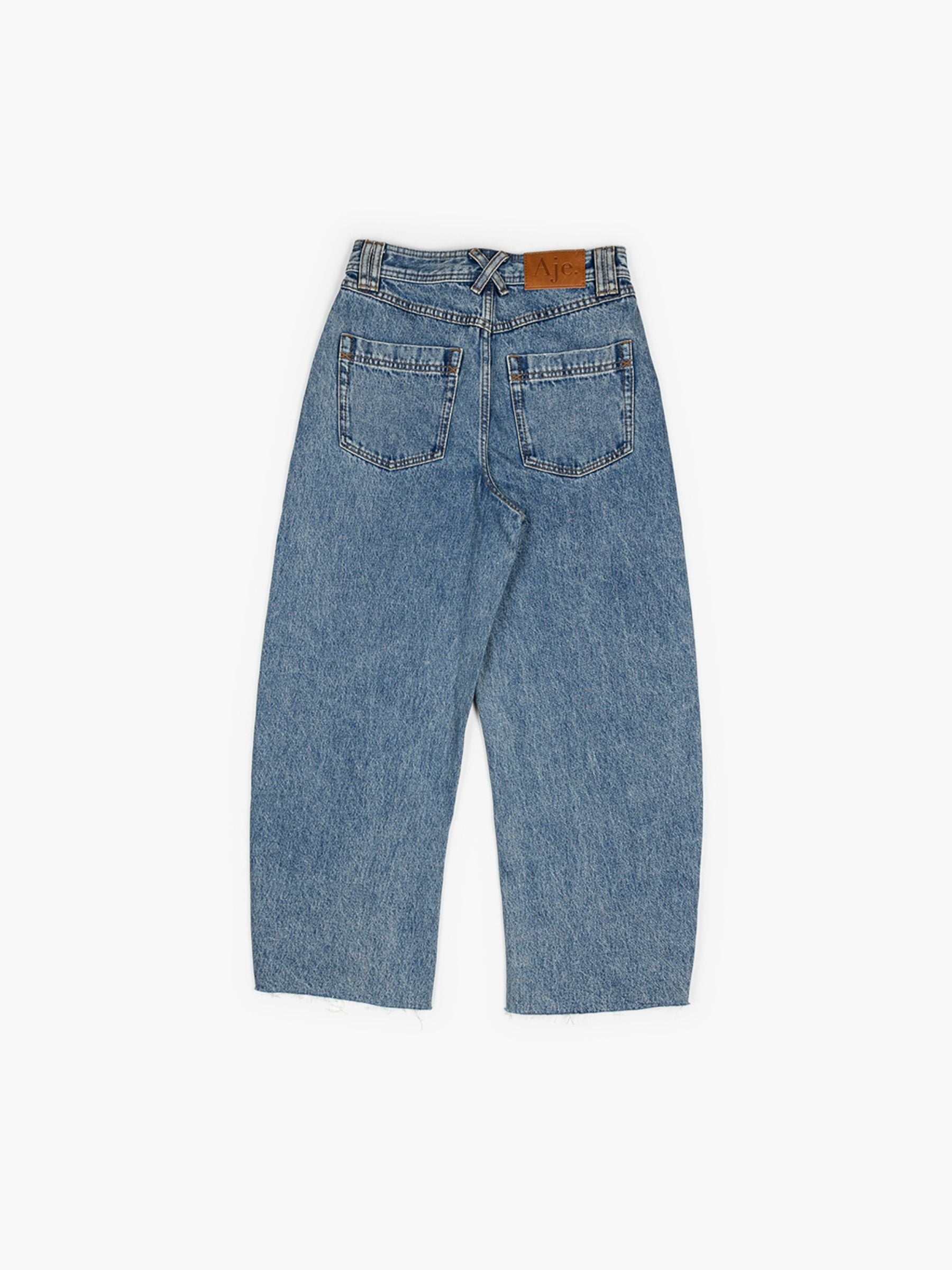 Aje Novie Horseshoe Crop Jean Stone Wash Blue