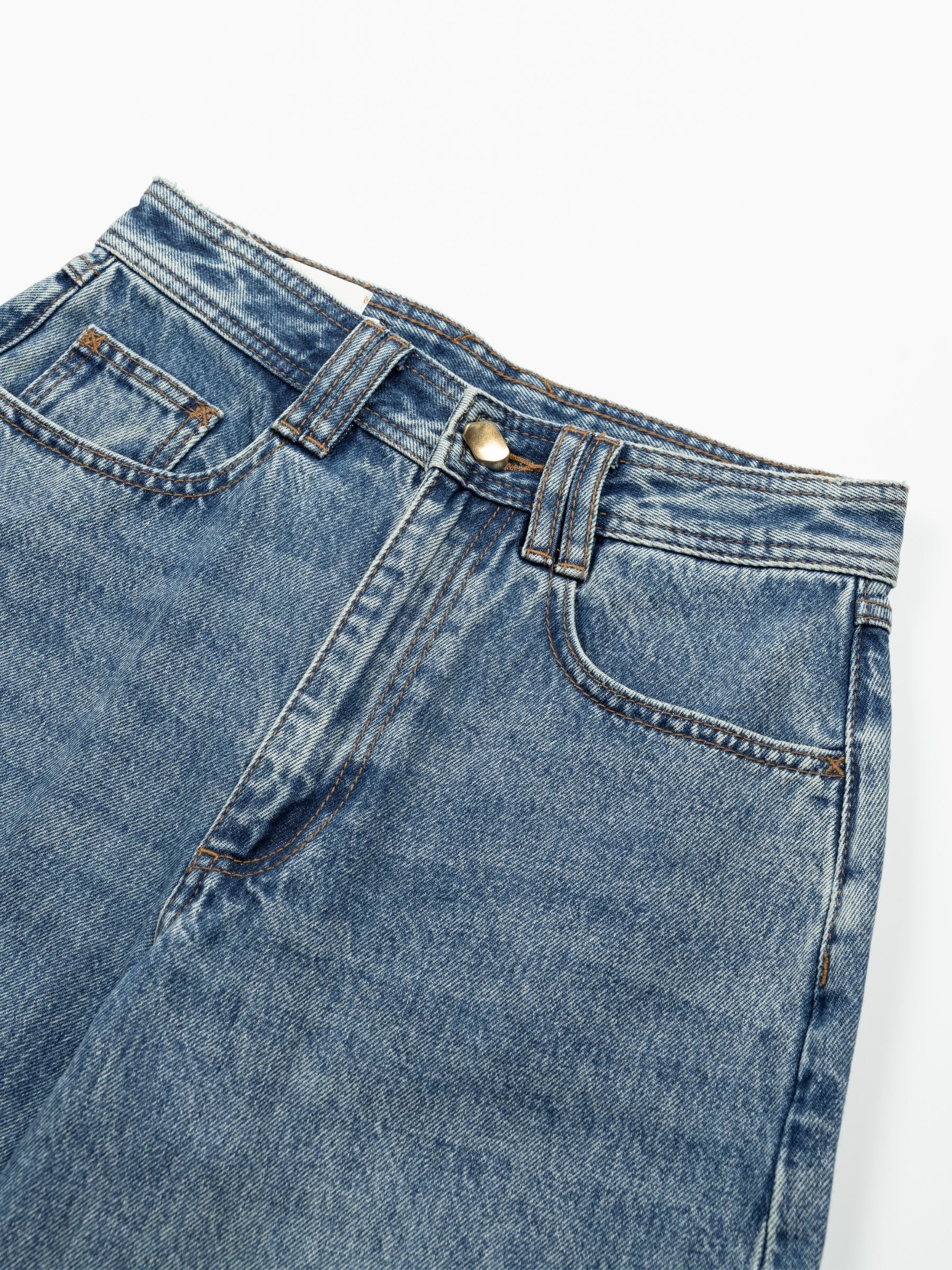 Aje Novie Horseshoe Crop Jean Stone Wash Blue